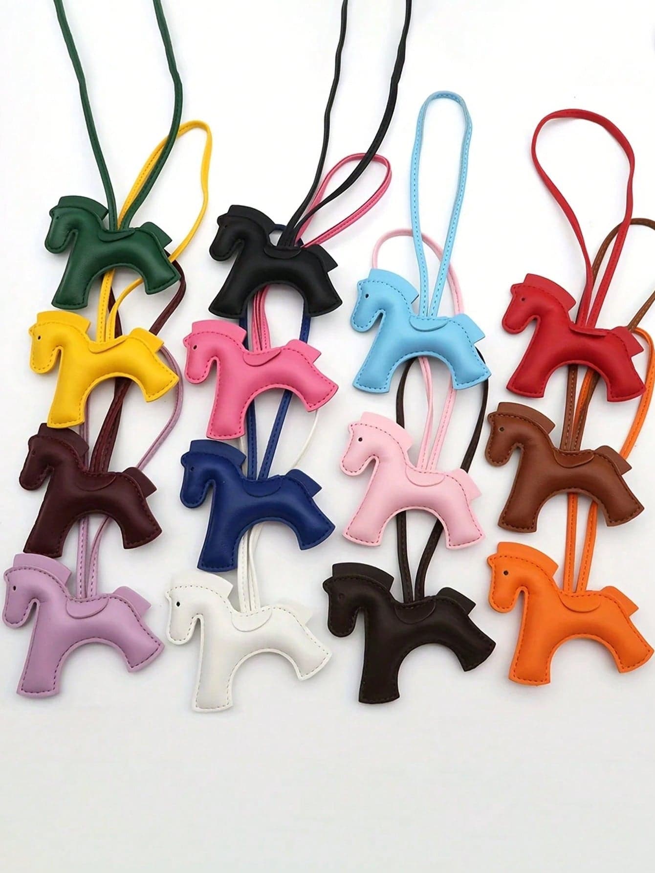 1pc Galloping Horse And Dog Keychain - PU Leather Equestrian Charm, 14 Colors - Adjustable Strap For Keys, Bags, Phone Chains
