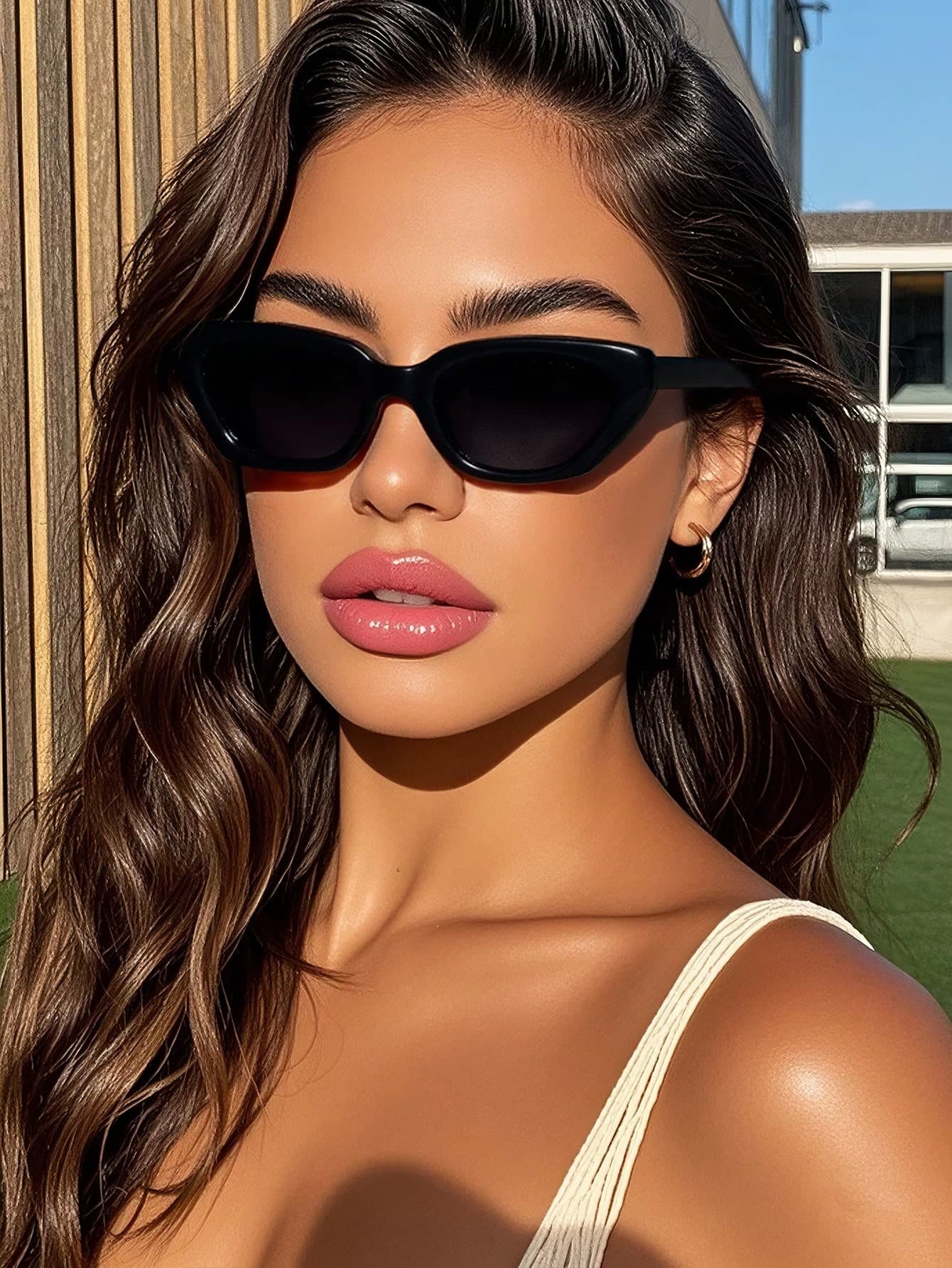 Unisex Black Cat Eye Fashion Sunglasses For Festivals, Travel, Vacation, Driving And Beach