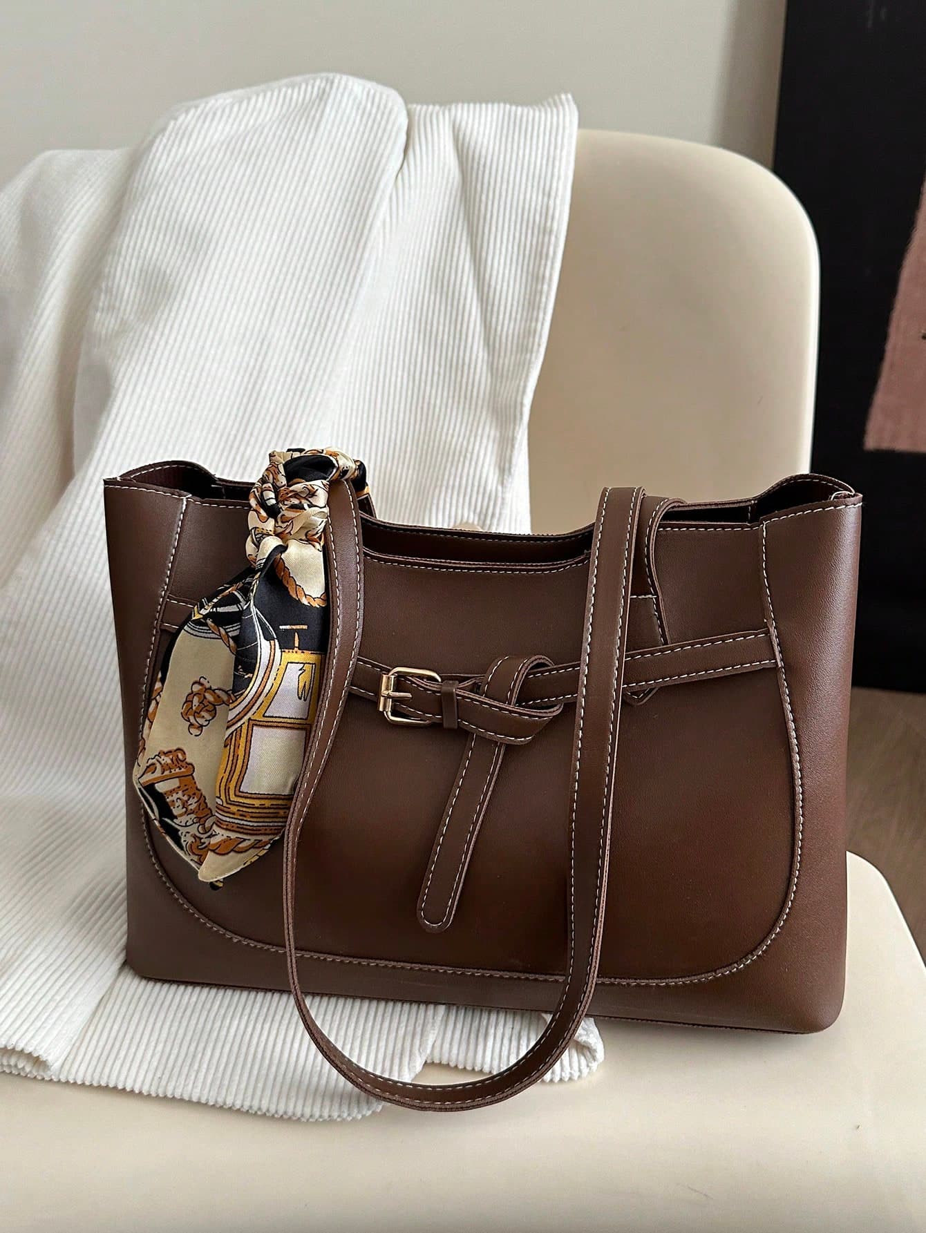 1pc Luxury Solid Color Versatile Women's Shoulder Handbag, New Fashion High Capacity Ladies Tote Bag,Business Professional Women