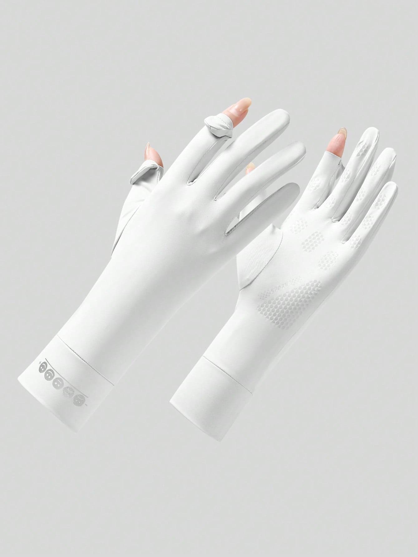 1 Pair Women's Mid-Length Summer Breathable Anti-Slip Cycling Ice Silk Flip-Cover Fingerless Sun Protection Gloves