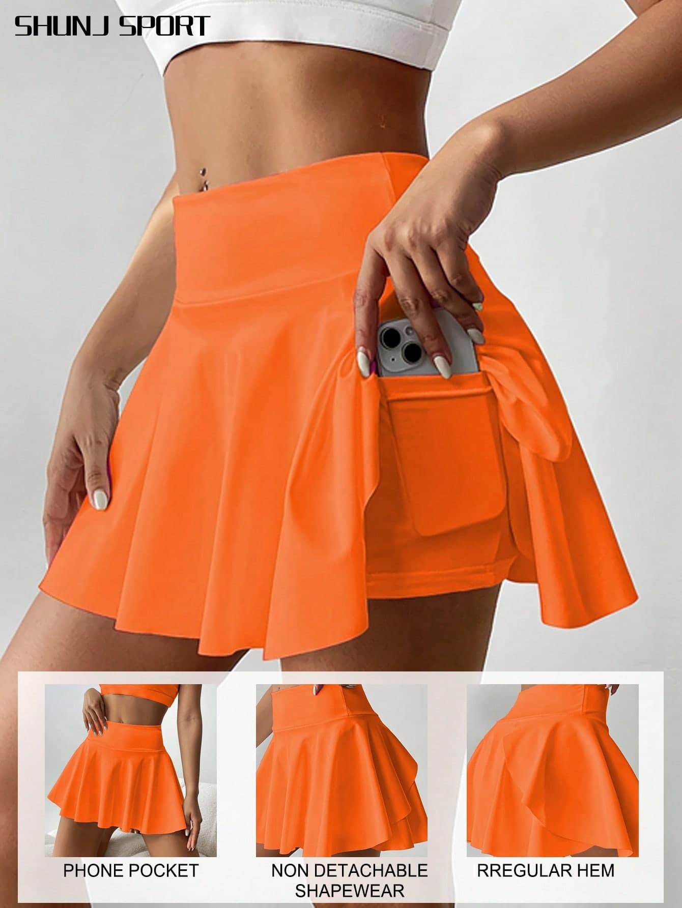 High Waist White Tennis Skorts, 2 In 1 Anti-Flashing Golf, Badminton, Fitness Shorts Skirt With Pockets, Summer Sports Skirt Leggings, Side Pockets Outdoor Running Exercise New Women Skorts