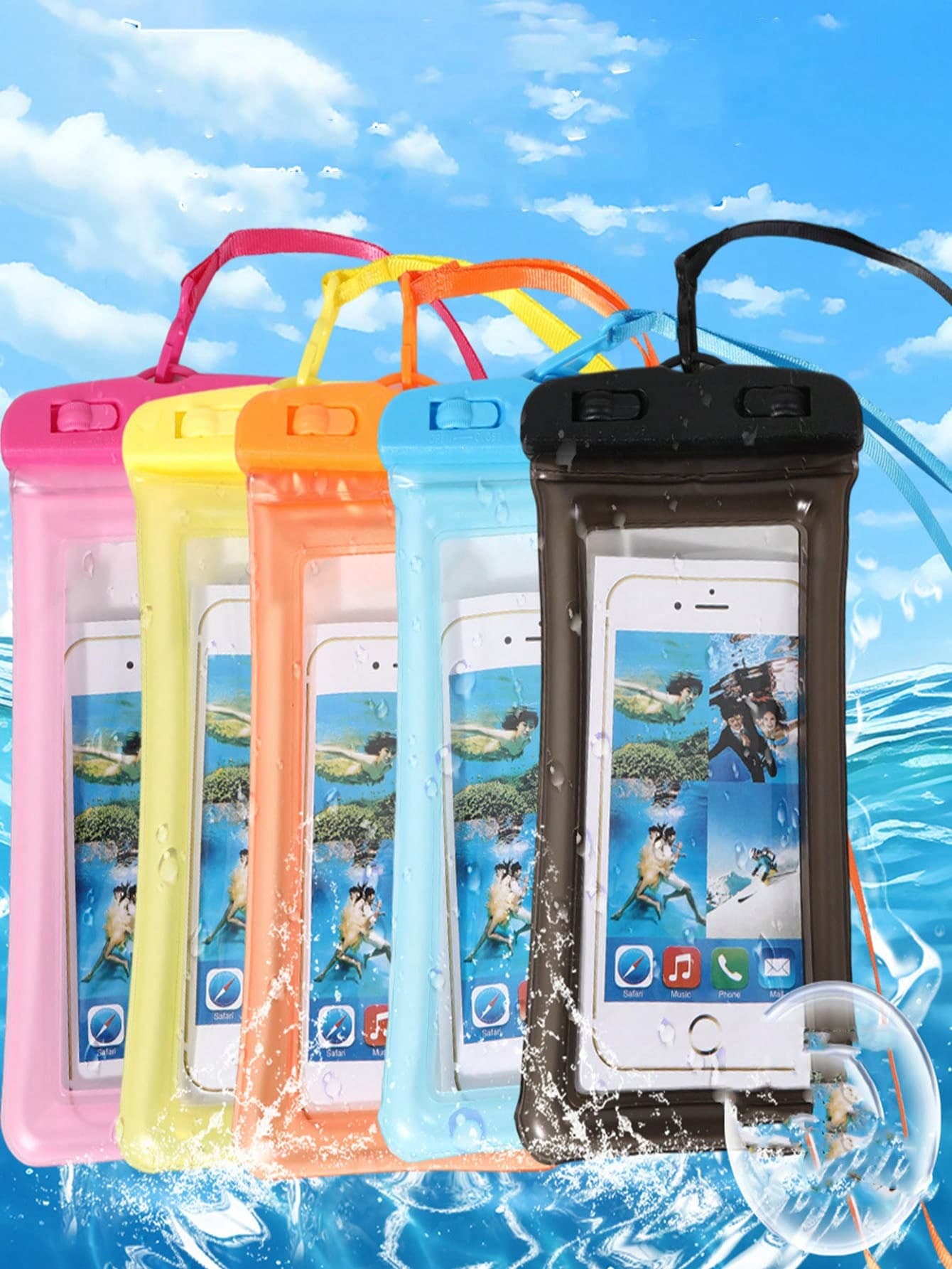 10/8/6/5/4/3/2/1pcs Universal Waterproof Phone Pouch, Waterproof Phone Dry Bag With Touchscreen Sealed Diving Bag, Compatible With 15/14/13 Pro Max Plus And Above Models, Suitable For Swimming, Diving, Rafting And Other Water Sports, Essential For Indoor Swimming In Autumn/Winter, Travel Essential, Holiday Essential Sports Bag, Suitable For Sports, Fitness, Exercise, Travel, Vacation, Unisex