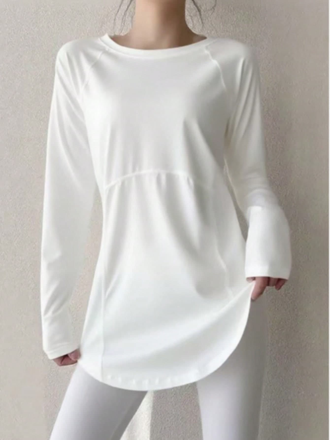 Women's Fitness Yoga Top, Quick-Dry Workout Shirt, Suitable For Running, Gym Exercise, Stretchy Compression Base Layer White Spring Sports