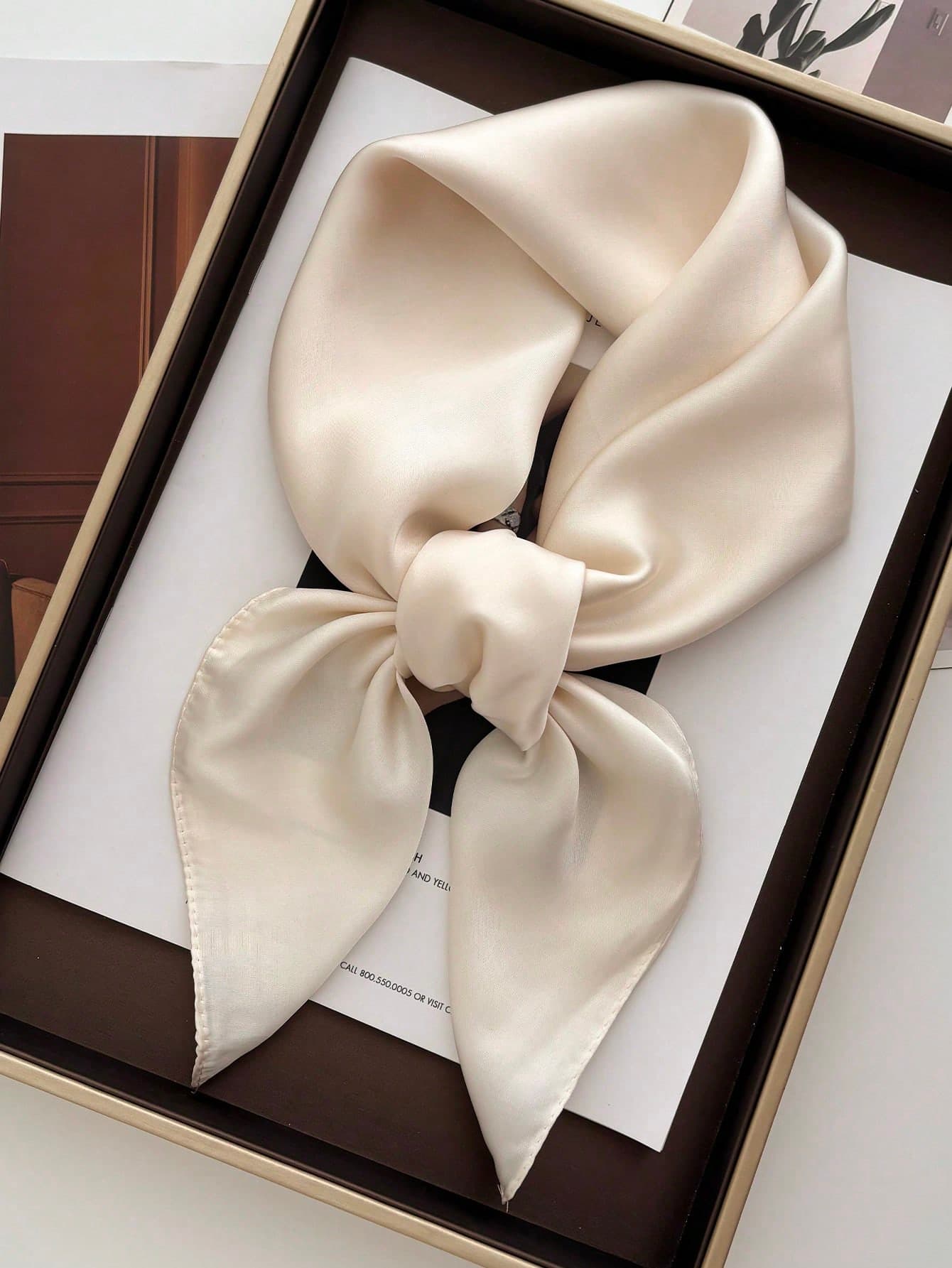 1pc Women Satin Bandana Scarf Square Solid Color Head Wrap