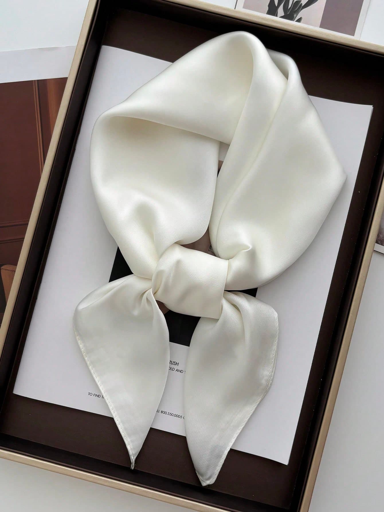 1pc Women Satin Bandana Scarf Square Solid Color Head Wrap