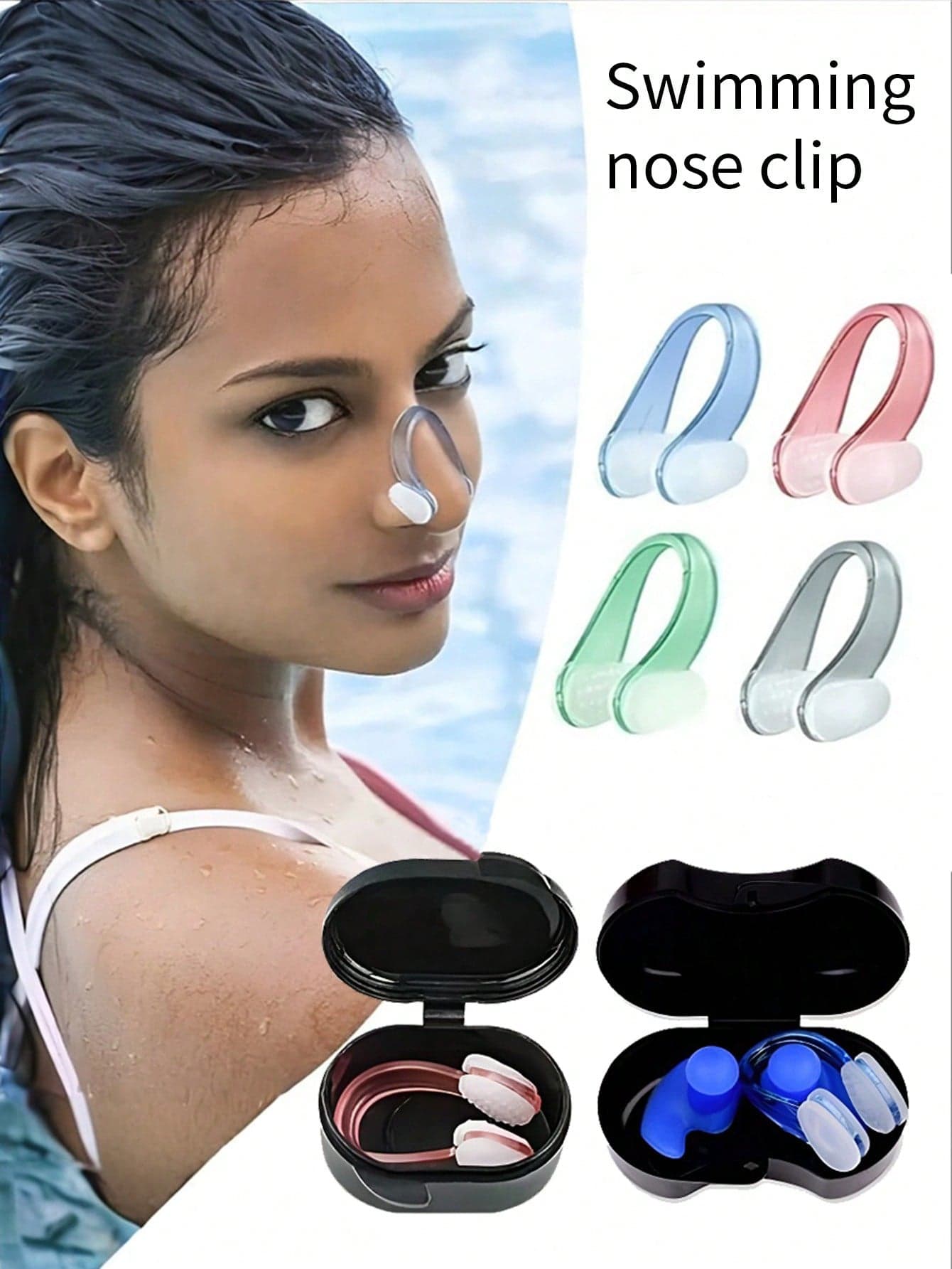 3pcs/1 Set Precision Silicone Nose Clips, Suitable For Swimming And Diving, Firm Fit, Sports Training, Non-Slip, Nose Plugs, Swimming Silicone Earplugs Nose Clips Set Waterproof Spiral Earplugs