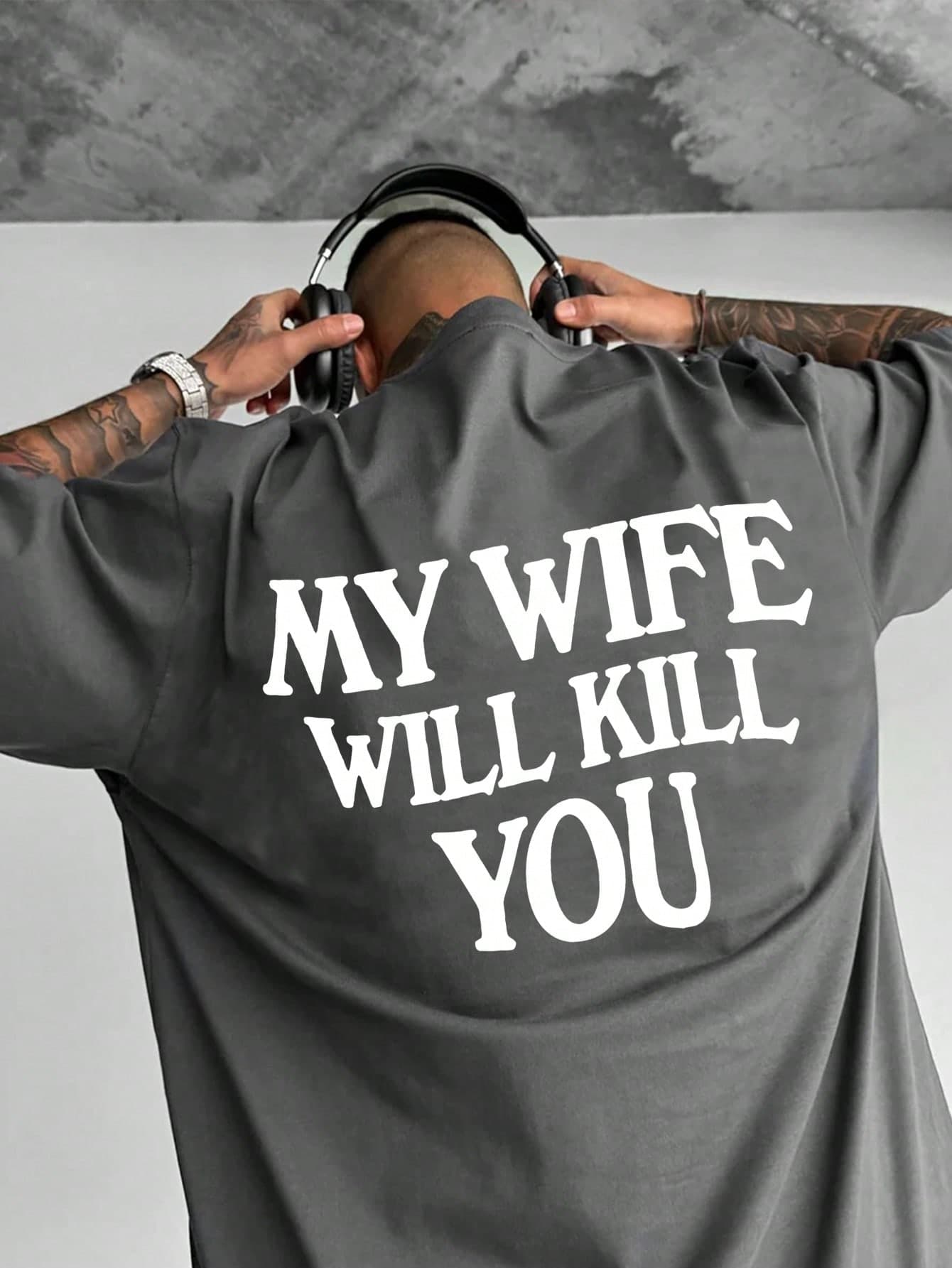 Men's Summer Casual Street Style "My Wife Will Kill You" Slogan Print Short Sleeve T-Shirt, Lightweight And Comfortable