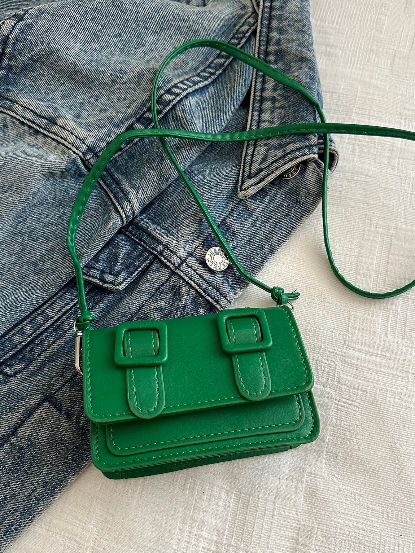 Mini Fashionable Solid Color Minimalist Flap Shoulder Bag, Suitable For Shopping, Wallet Storage, Young Women, College Students, Newlyweds, Office Ladies, Etc. Ideal For Office, University, Work, Business, Commuting, Outdoor Activities, Travel And Excursions. , Green
