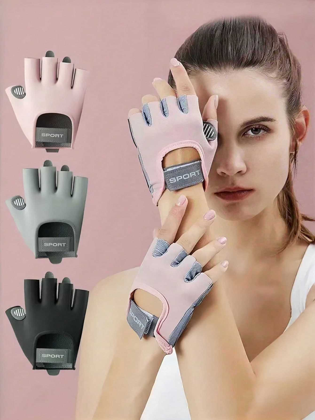 A Pair Sports Gloves For Men And Women, Non Slip Air Cushion, Half Finger Gloves, Iron Yoga, Ice Silk, Breathable, Wear-Resistant Fitness