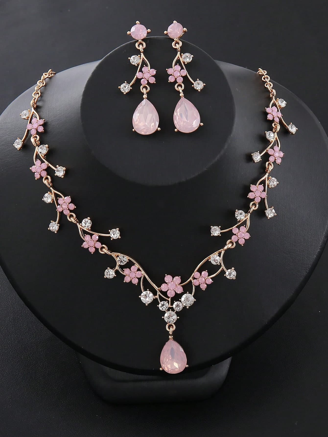 3 PiecesVintage Plum Color Set, Includes Purple Crystal Earrings And Necklace, Suitable For Brides, Bridesmaids, Wedding Receptions, Galas, Evening Gowns