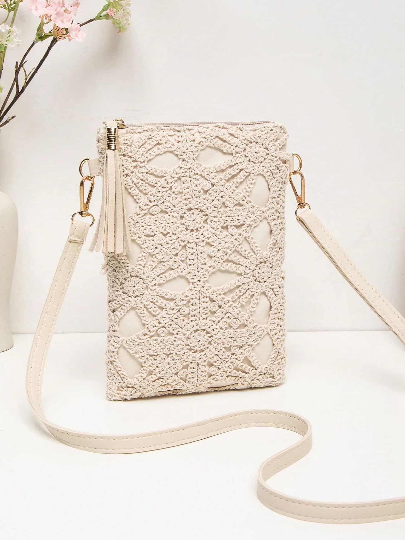 New Small Crossbody Bag For Women, Niche Beach Side Versatile Shoulder Bag, Fashionable Mini Square Envelope Bag, Versatile Ins Casual Crossbody Vacation Beach Bag , Beach, Holiday, Straw Bag