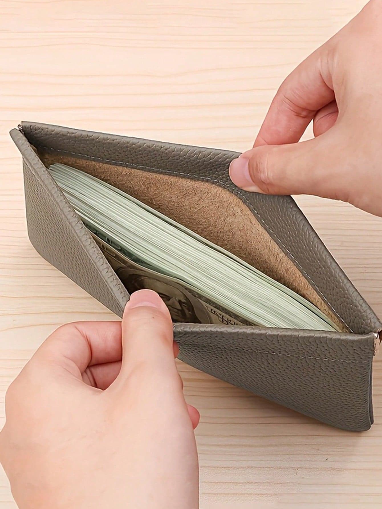 1pc Self-Locking PU Long Wallet, Can Be Used As Passport Holder, Women's Wallet, Wallet For Women, Mini Wallet, Purse, Travel, Portable