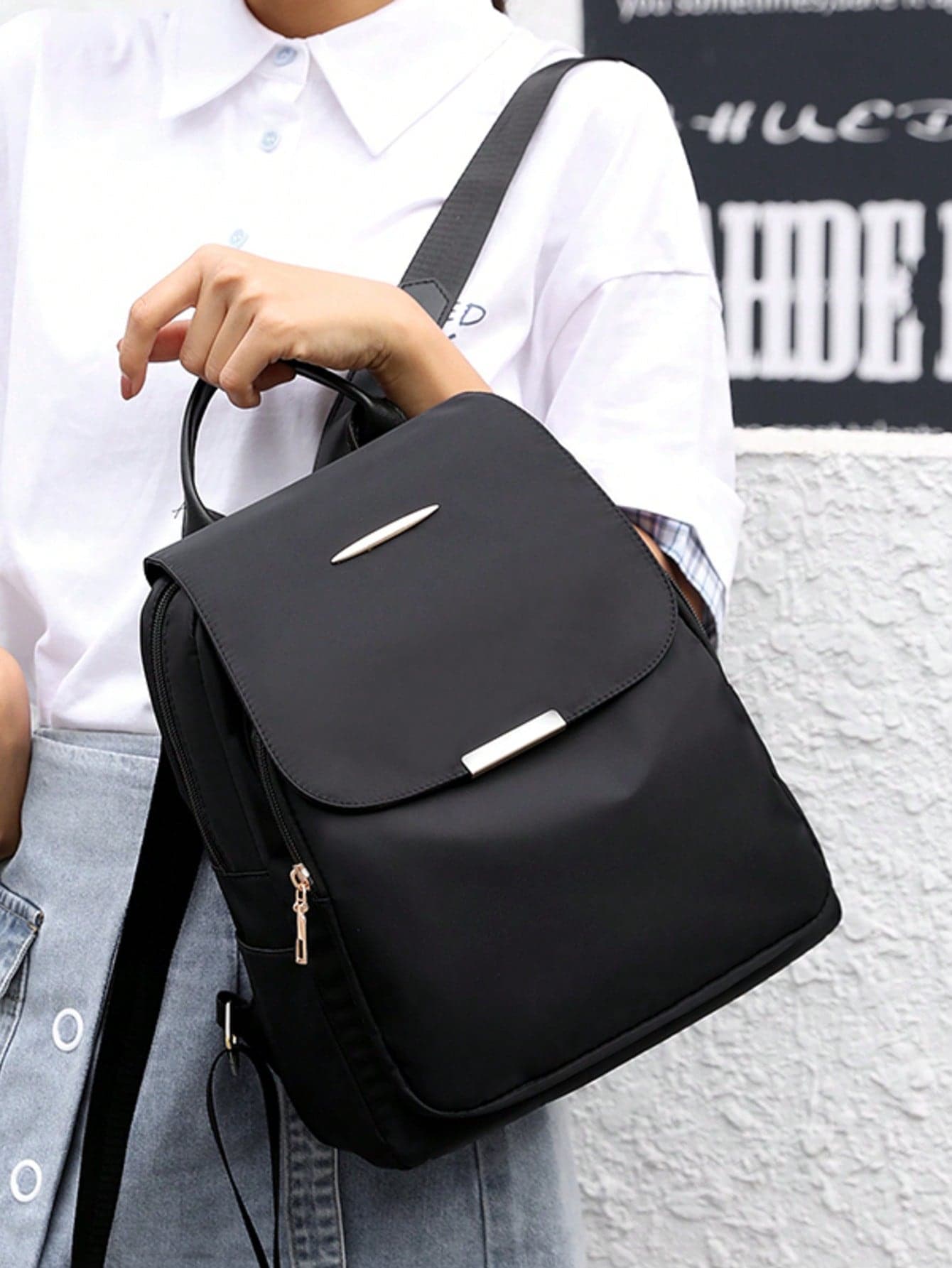 Women's Large Capacity Backpack, Solid Color Classic Style Ladies Handbag, School Backpack