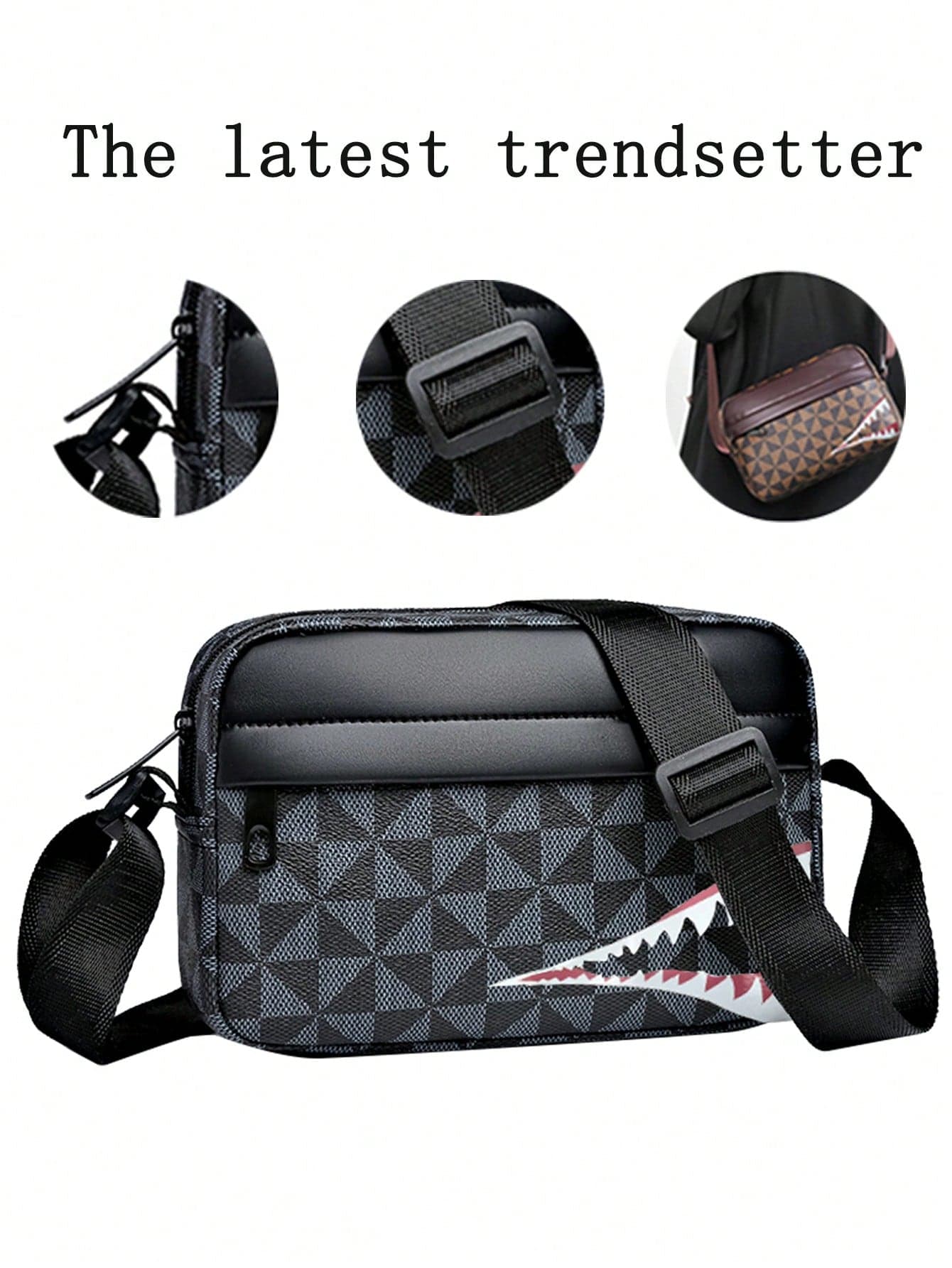 Spring New Men's Shoulder Bag - Fashion Minimalist, Unique, Fits Smartphone. Casual Stylish Crossbody Bag. Small Square Bag. Halloween Themed Camera Bag, Holiday Accessory