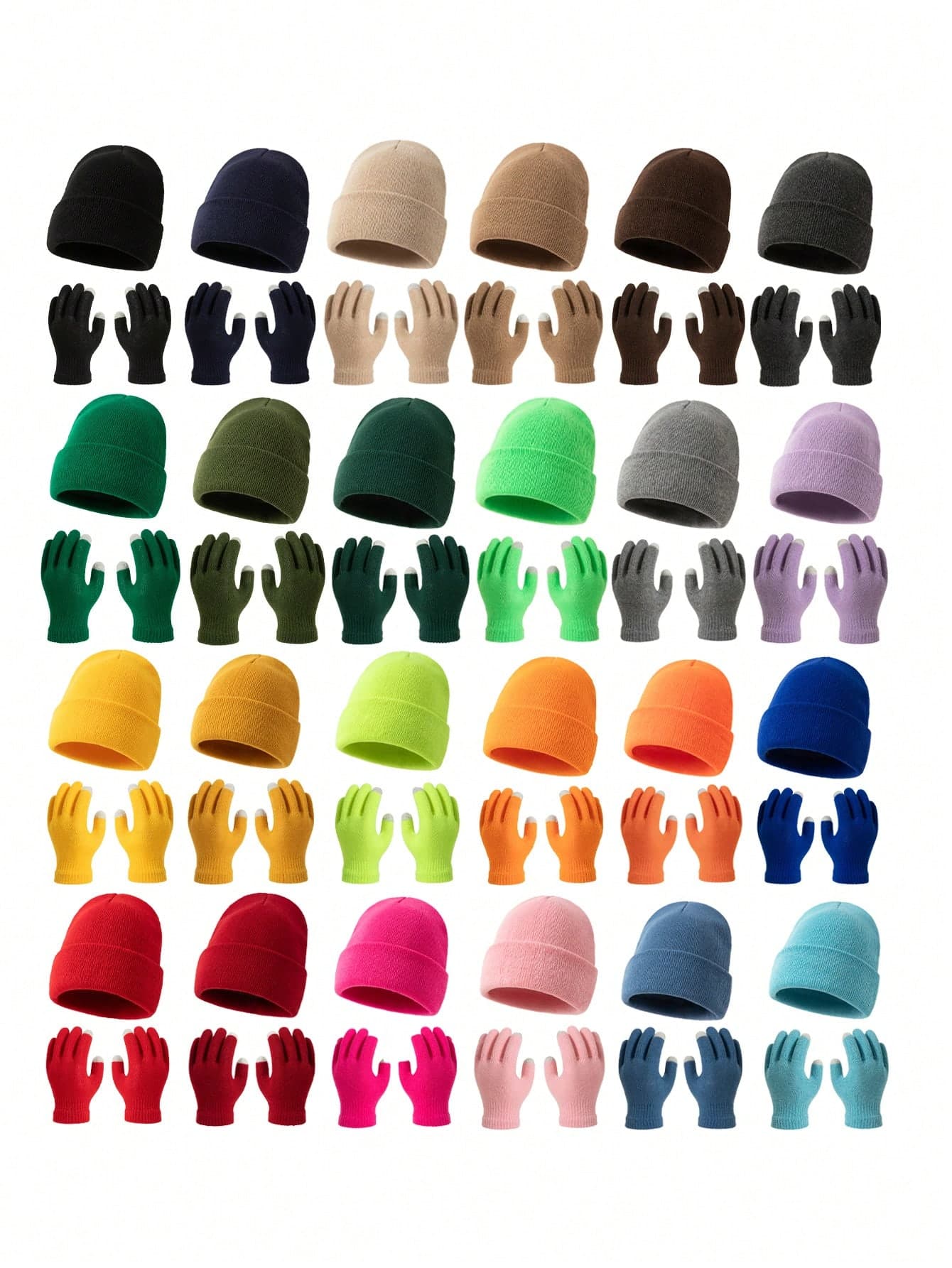 2pcs Set Candy Color Men Solid Knit Beanie Hat And Two-Finger Touch Screen Gloves, Warm And Versatile For Autumn/Winter Daily Wear And Outdoor Winter Outfits
