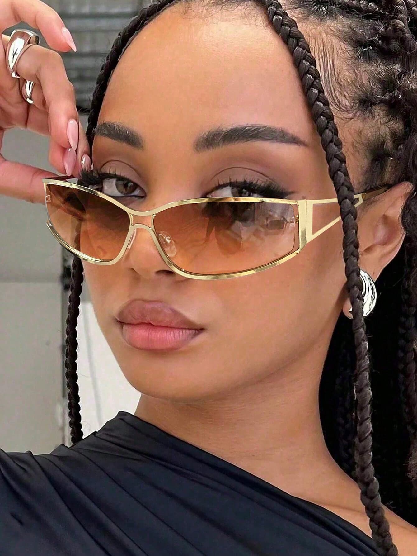 1 Pair Y2K Streetwear Metal Frame Fashion Glasses, Suitable For Women, Ideal For Music Festivals, Summer Outings And Travel Accessories
