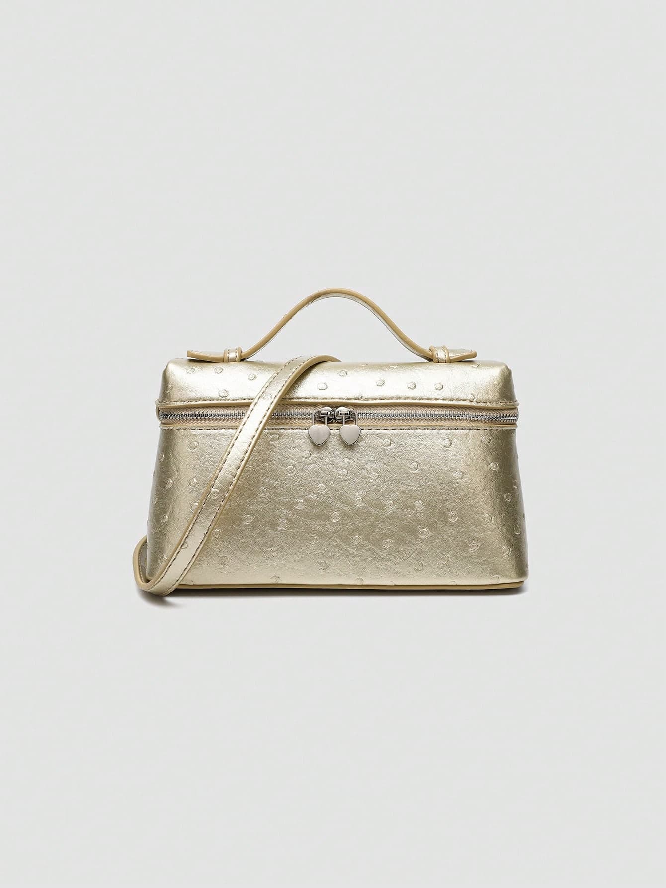 1pc Plain Ostrich Texture PU Leather Square Crossbody Bag, Suitable For Women's Daily Fashion Outfit And Commuting , Beach Bag