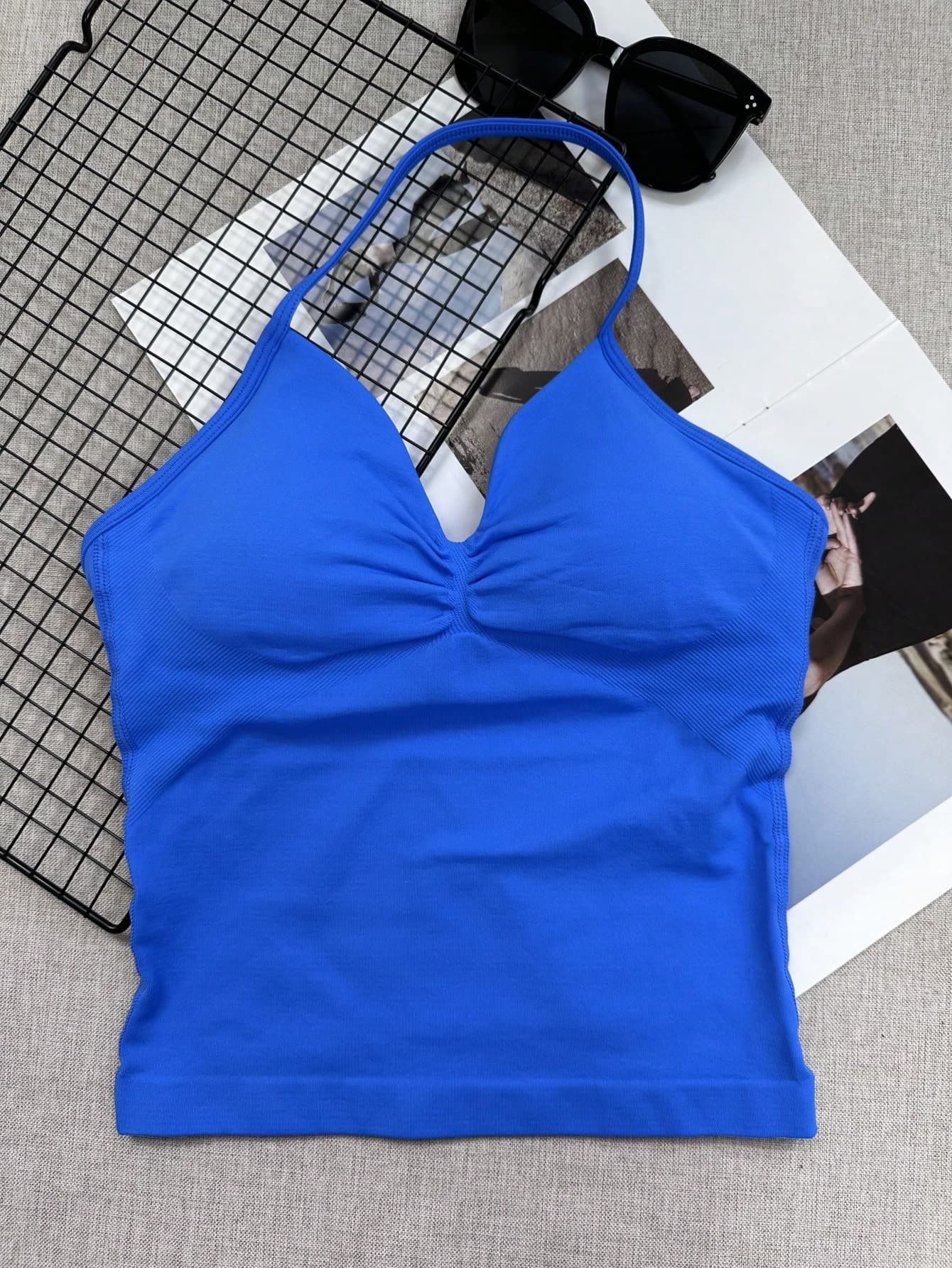 Women's Yoga Sports Bra Sleeveless Cropped Activewear Top, Elastic Fitness Workout Tank Top, Breathable Summer