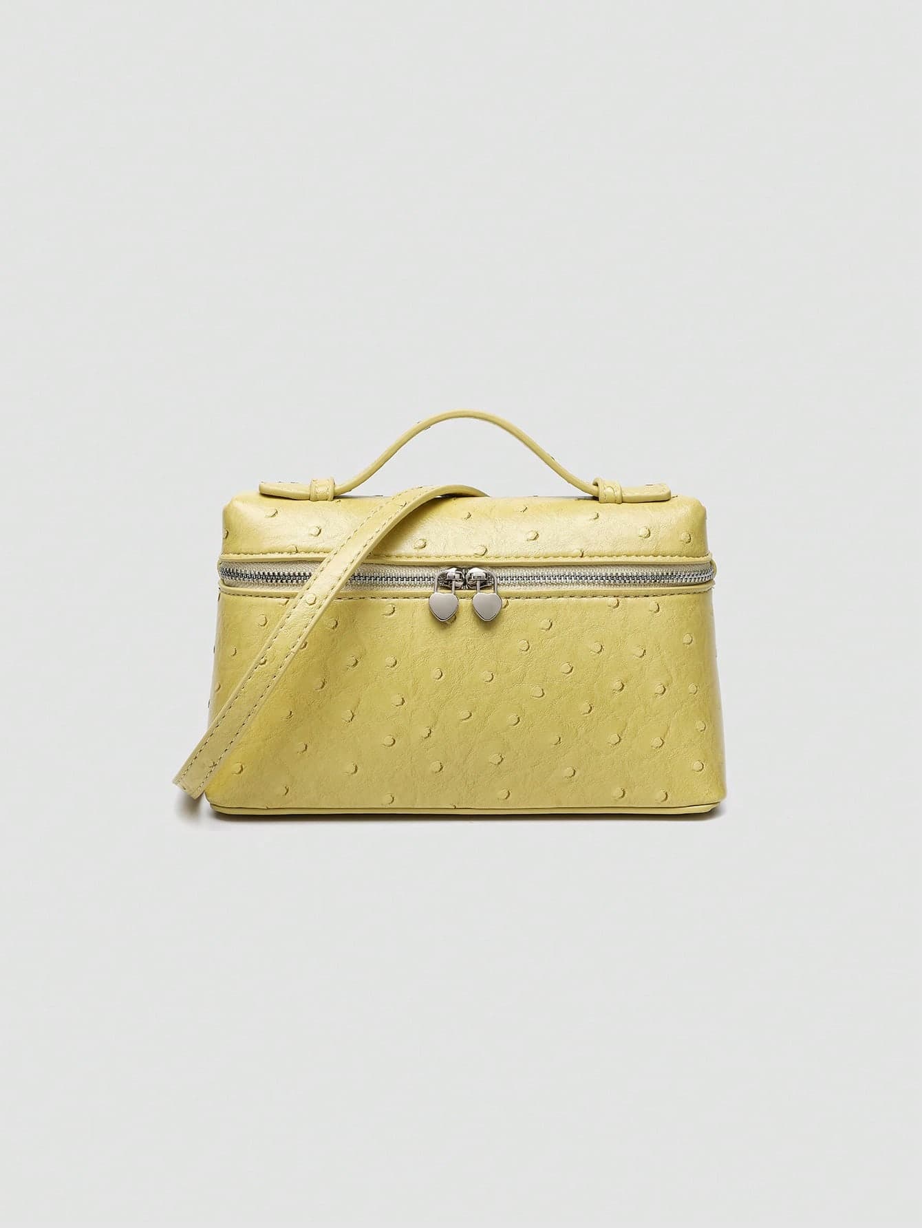 1pc Solid Color Ostrich Textured PU Square Crossbody Bag, Suitable For Women's Daily Fashion Matching And Outings, Yellow
