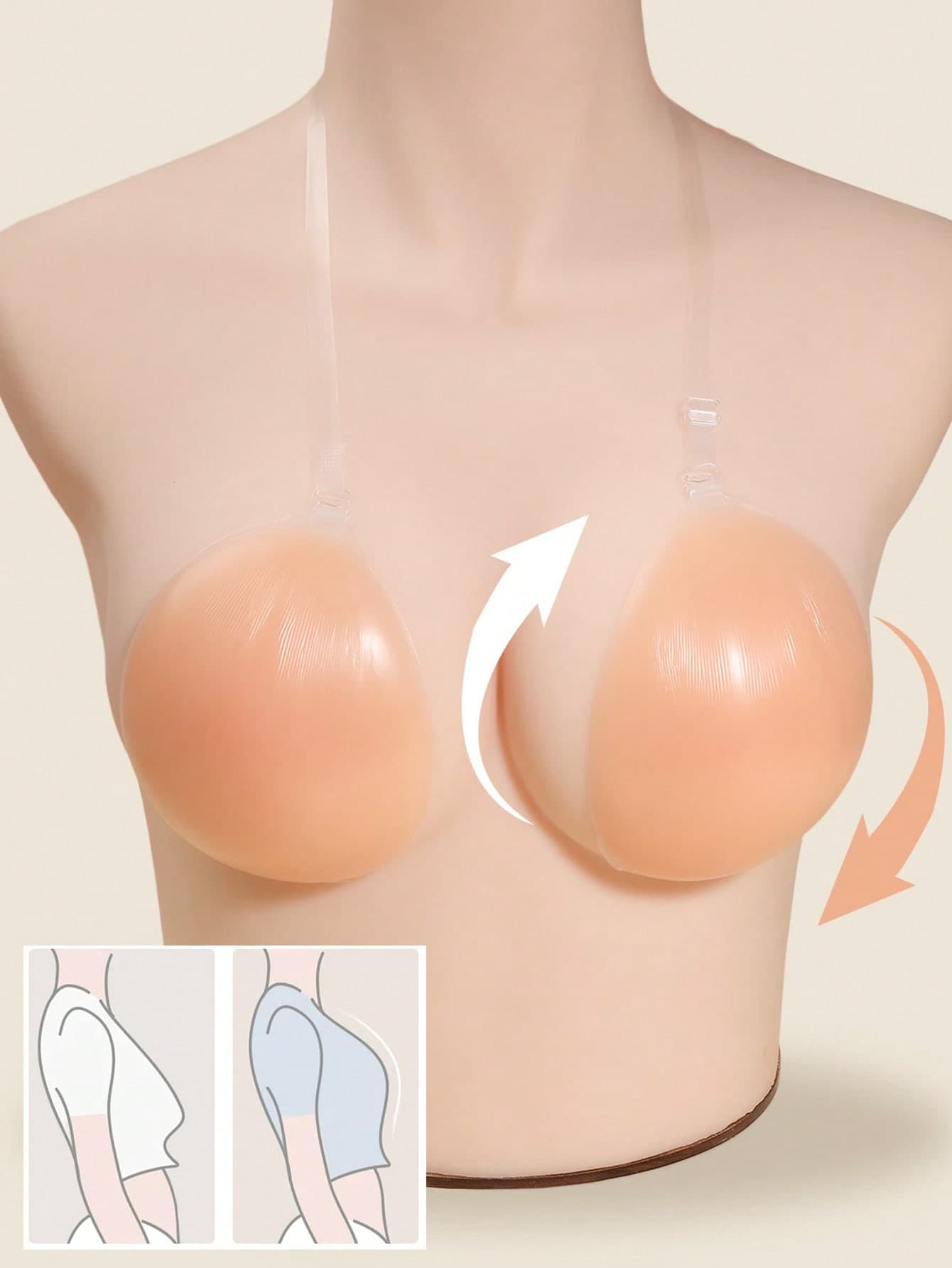 New Silicone Invisible Bra With Shoulder Straps, Anti-Slip Design, Prevents Sagging, Provides Lift, Push-Up And Support
