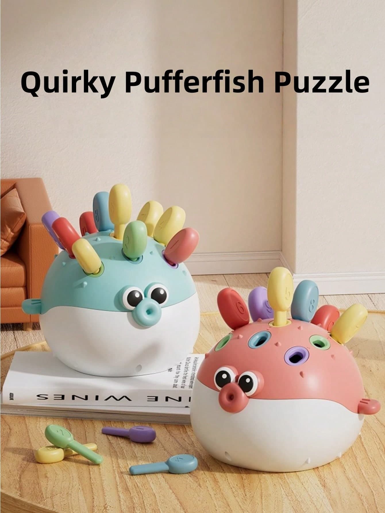 Baby Toddler Puffer Fish Montessori Learning Set, Early Education Assemble Counting Sorter Toy, Fine Motor & Hand-Eye Coordination Intelligence Training Toy For Boys Girls, Holiday Gift,Toys For Kids Kids Toys Fidget Toys Fidget Toys For Kids