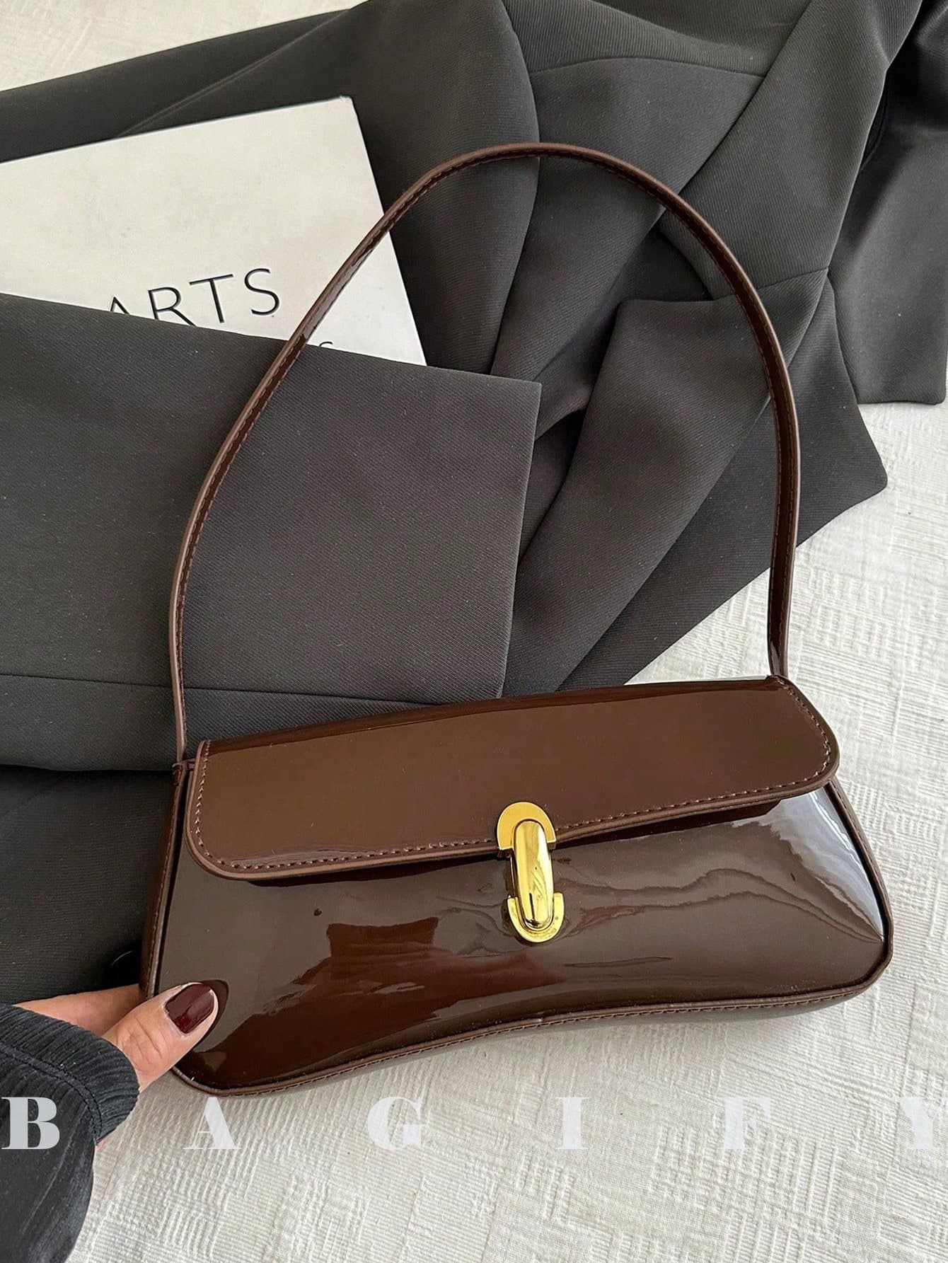 Women's Vintage Faux Leather Flap Decor Shoulder Underarm Bag, Suitable For Dating, Outing, Party