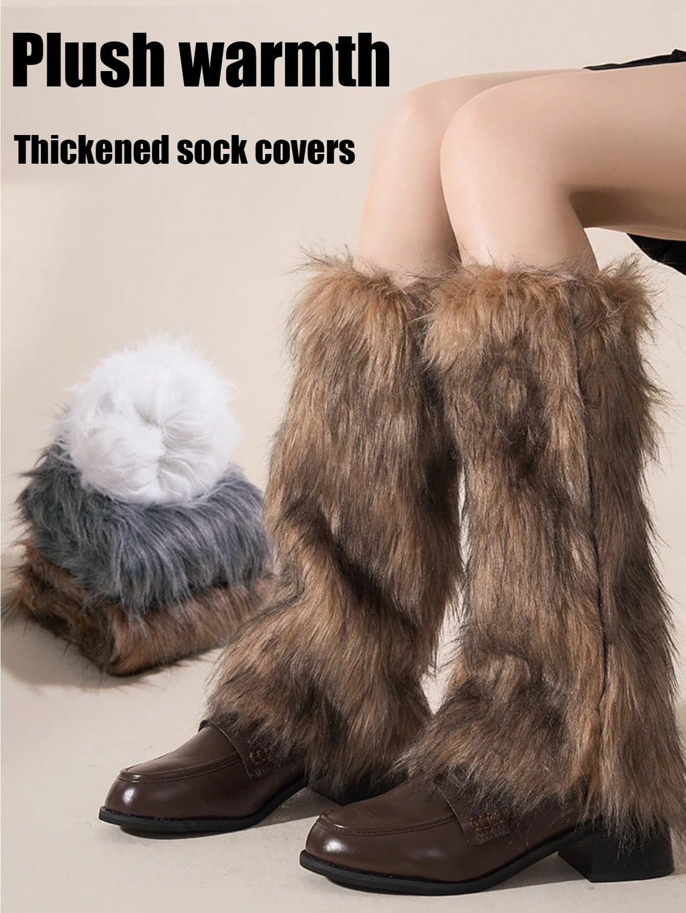 Women's Faux Fur Warm Legs, Fashionable Leg Warmers, Y2k, Cozy