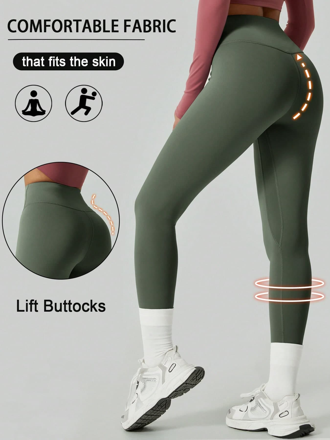 1Pc Women'S Soft Fitted Yoga Leggings, Elastic Fashionable & Comfortable Yoga & Fitness Pants, Waist-Slimming Butt-Lifting Capri Pants Tights Spring Sports
