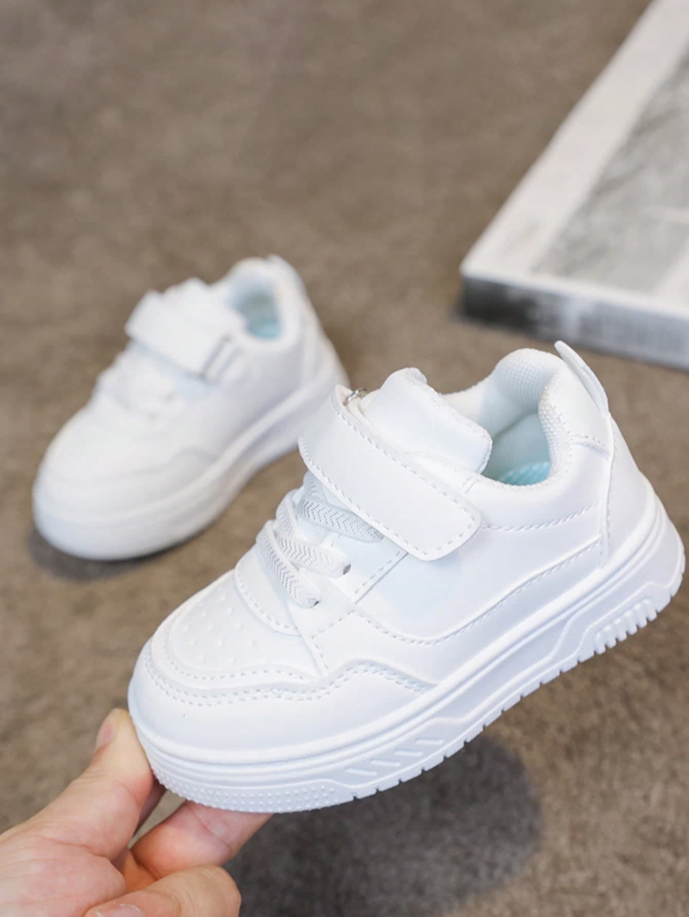 1 Pair Non-Slip Flat Shoes, All-Season Breathable Lightweight Casual Sneakers, Daily Campus White Shoes