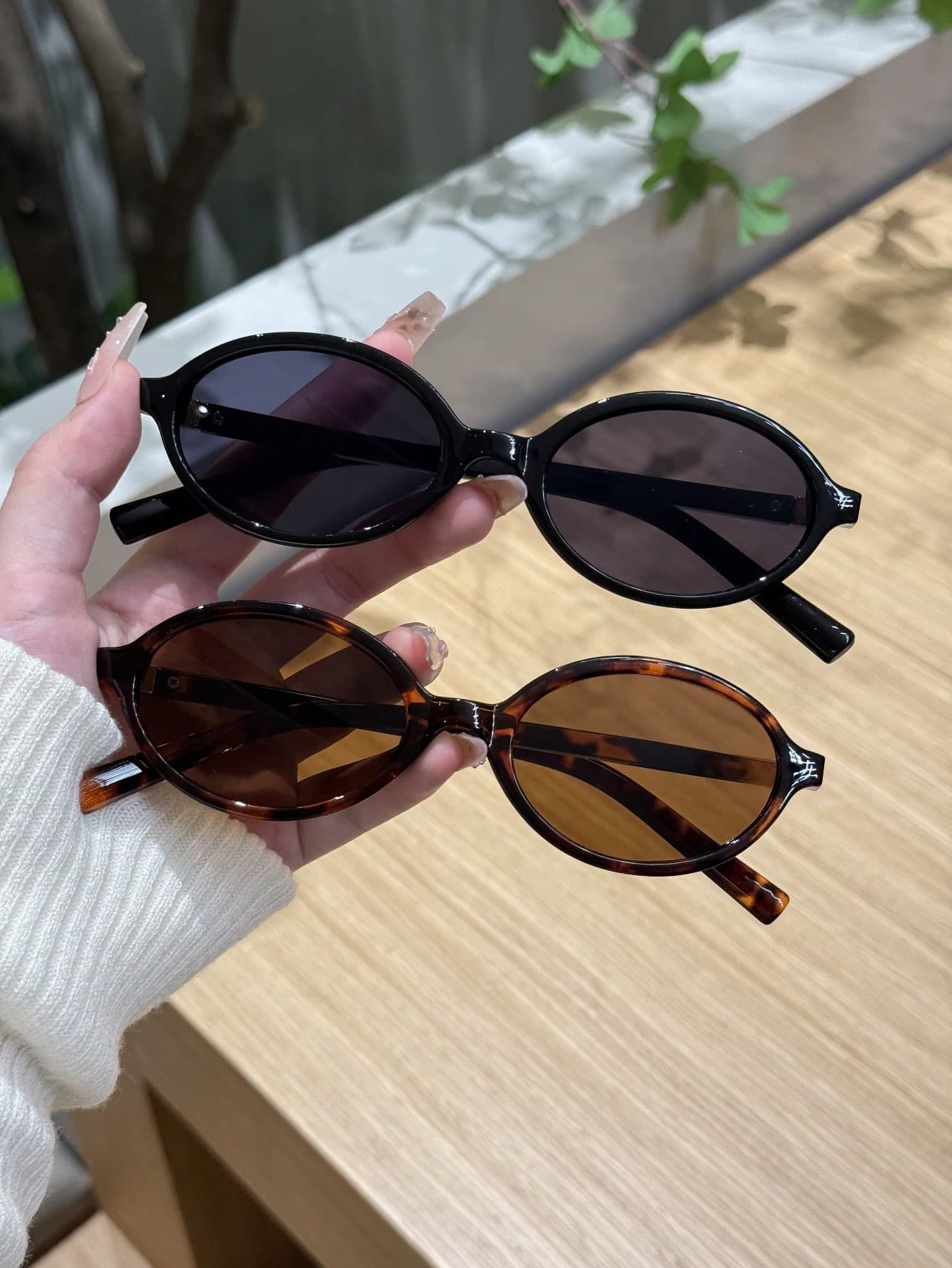 1/2/3 Pairs Oval Small Frame Fashion Glasses, Retro Versatile, For Street, Daily, Vacation, Beach, Leopard Print, Business, Gift