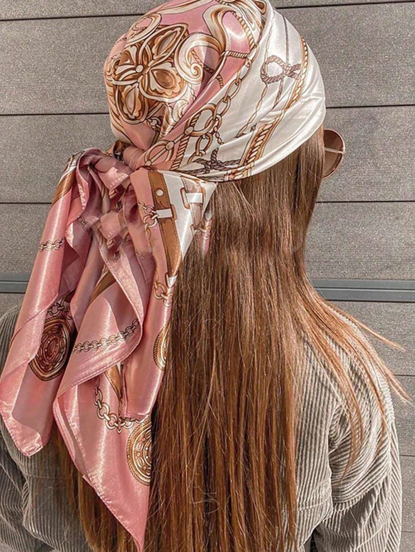 Women Bandana 1pc Women's Light Pink Floral Satin Scarf, Fashionable Outdoor Headband Suitable For Spring/Summer Hair Accessories Autumn Accessories Fall Winter Hair Band For Vacation Outfits Woman,Holiday,Travel,Festival,Birthday