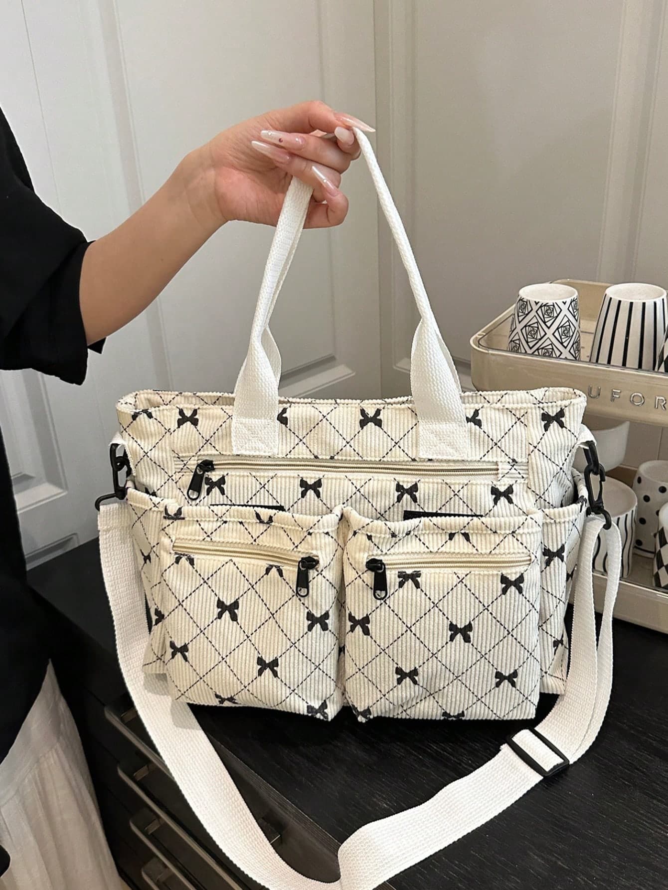Fashionable Minimalist Large Capacity Multi-Pocket Shoulder Tote Bag, Suitable For School, Work, Travel And Business, Can Be Worn Crossbody
