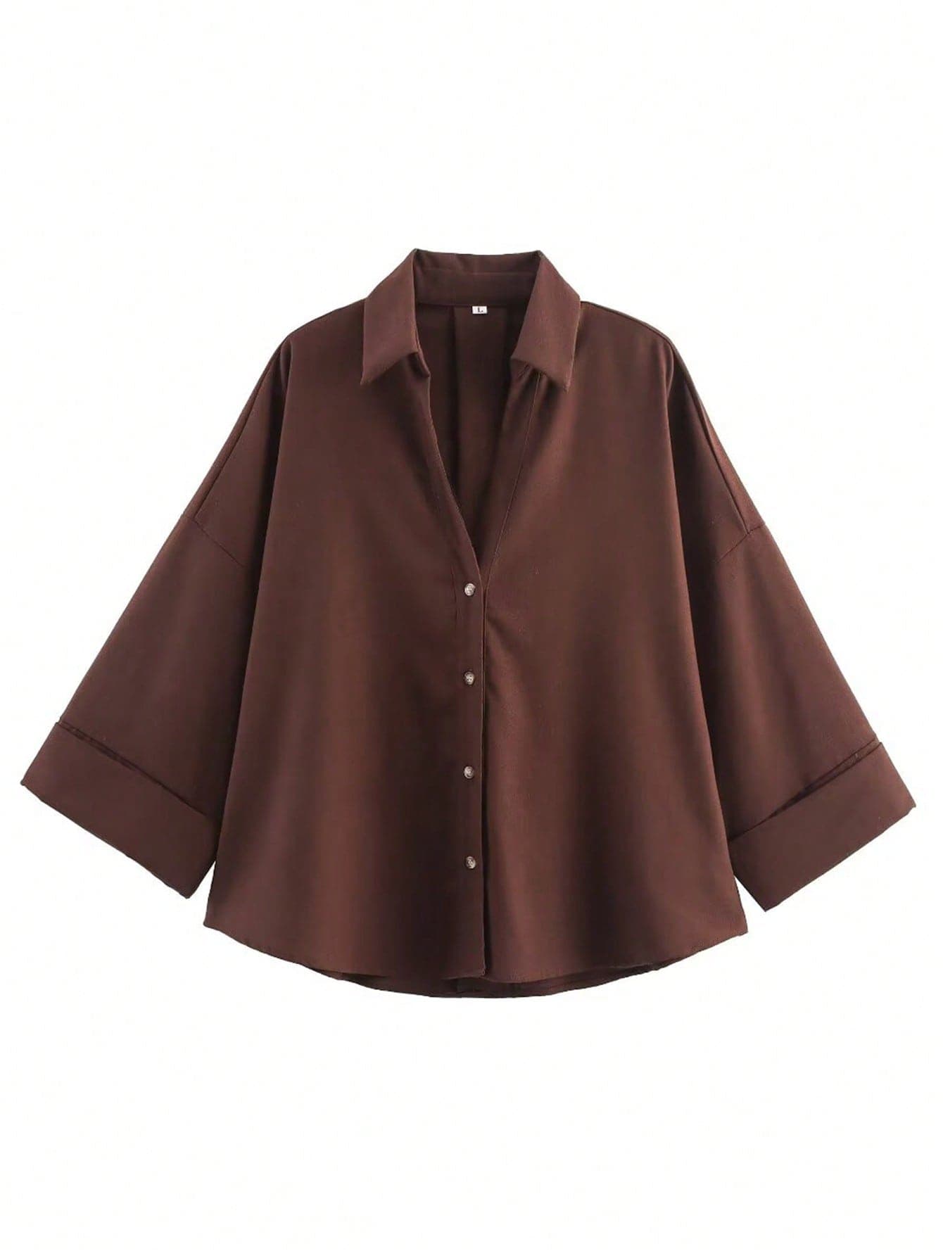 Women's Turndown Collar Long Sleeve Shirt, Fashionable Yellow Unique Single-Breasted Loose Casual Blouse Spring