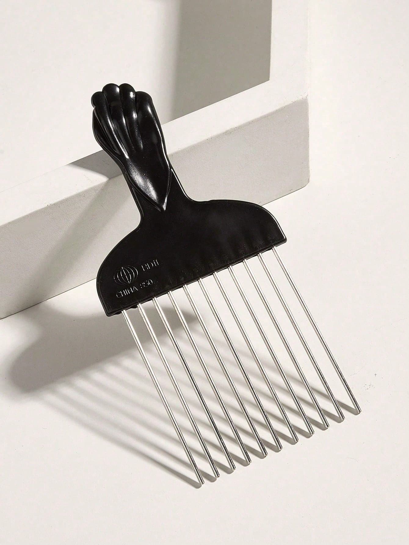 OBOVAY Professional Steel Pin Brush, Salon-Grade, With Pomade Tip, 1 Piece, Black Plastic Handle, Stainless Steel Pin Brush, Premium Stainless Steel Hair Styling Brush - African-Style Brush And Fork Brush For Creating A Natural Hairline And Volume.