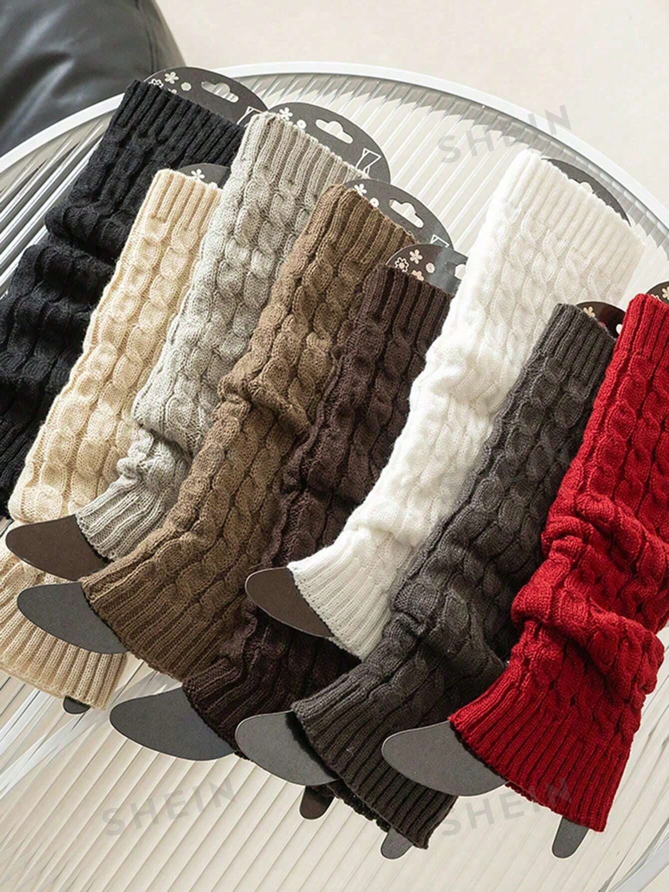 1 Pair Fashionable Patterned Leg Warmers, Minimalist Knitted Warm Leg Sleeves, Suitable For Spring, Autumn And Winter