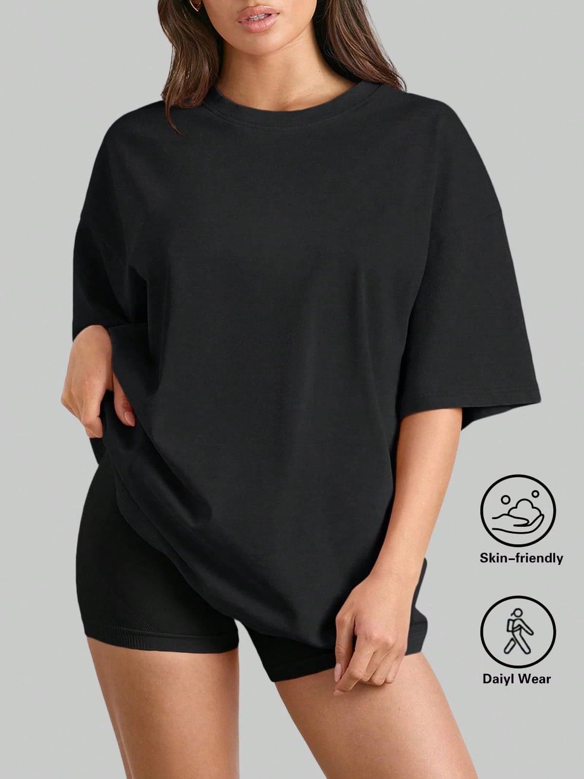 SUPEKYKO Plus Size Women Short Sleeve T-Shirt - Loose Fit Activewear Top, Suitable For Fitness, Yoga And Casual Wear | All Season Black Summer Sports