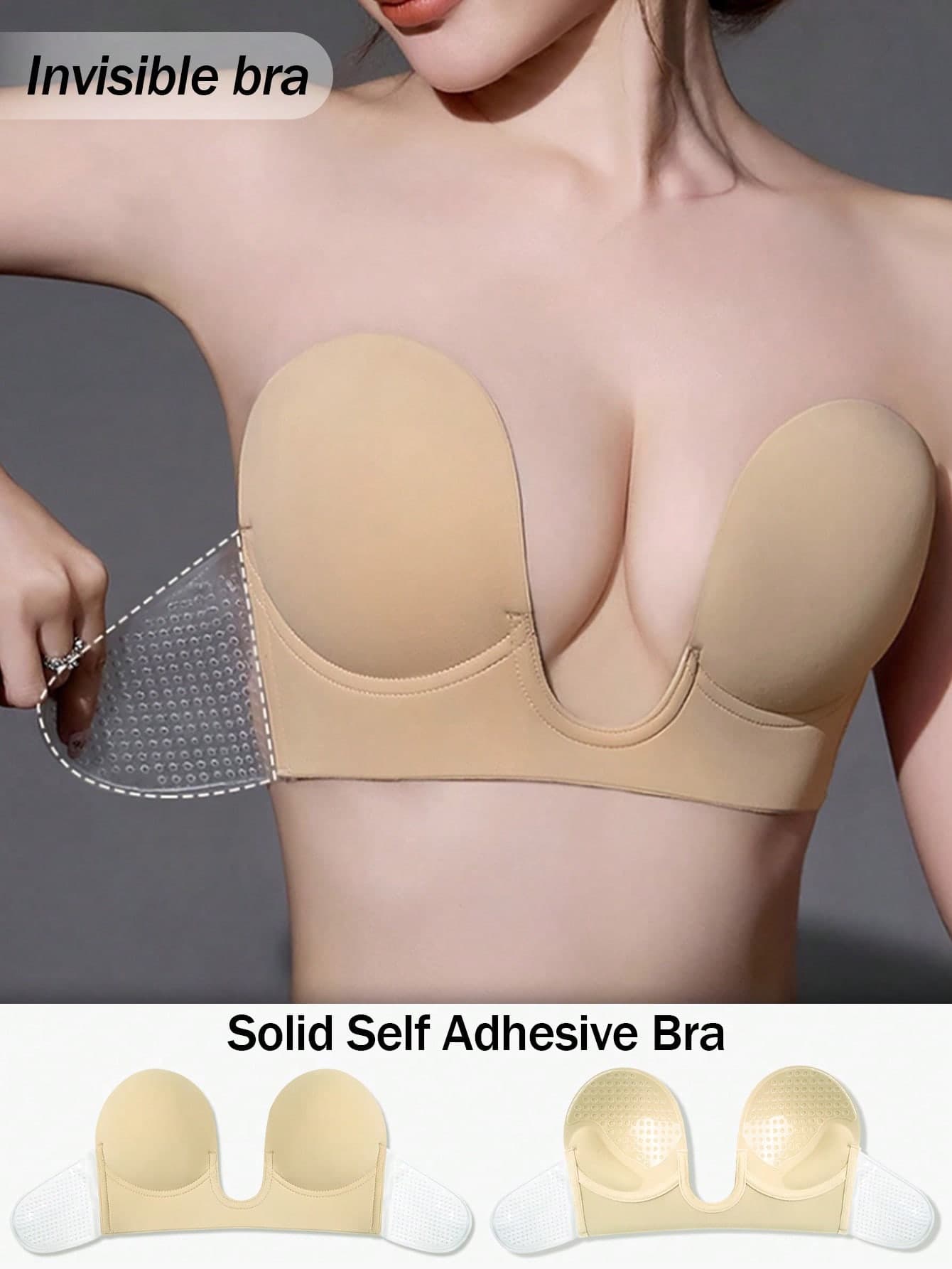 U-Shaped Adhesive Bra, Side Lift Support, Strapless Bust Lift, Strong Self-Adhesive Bra