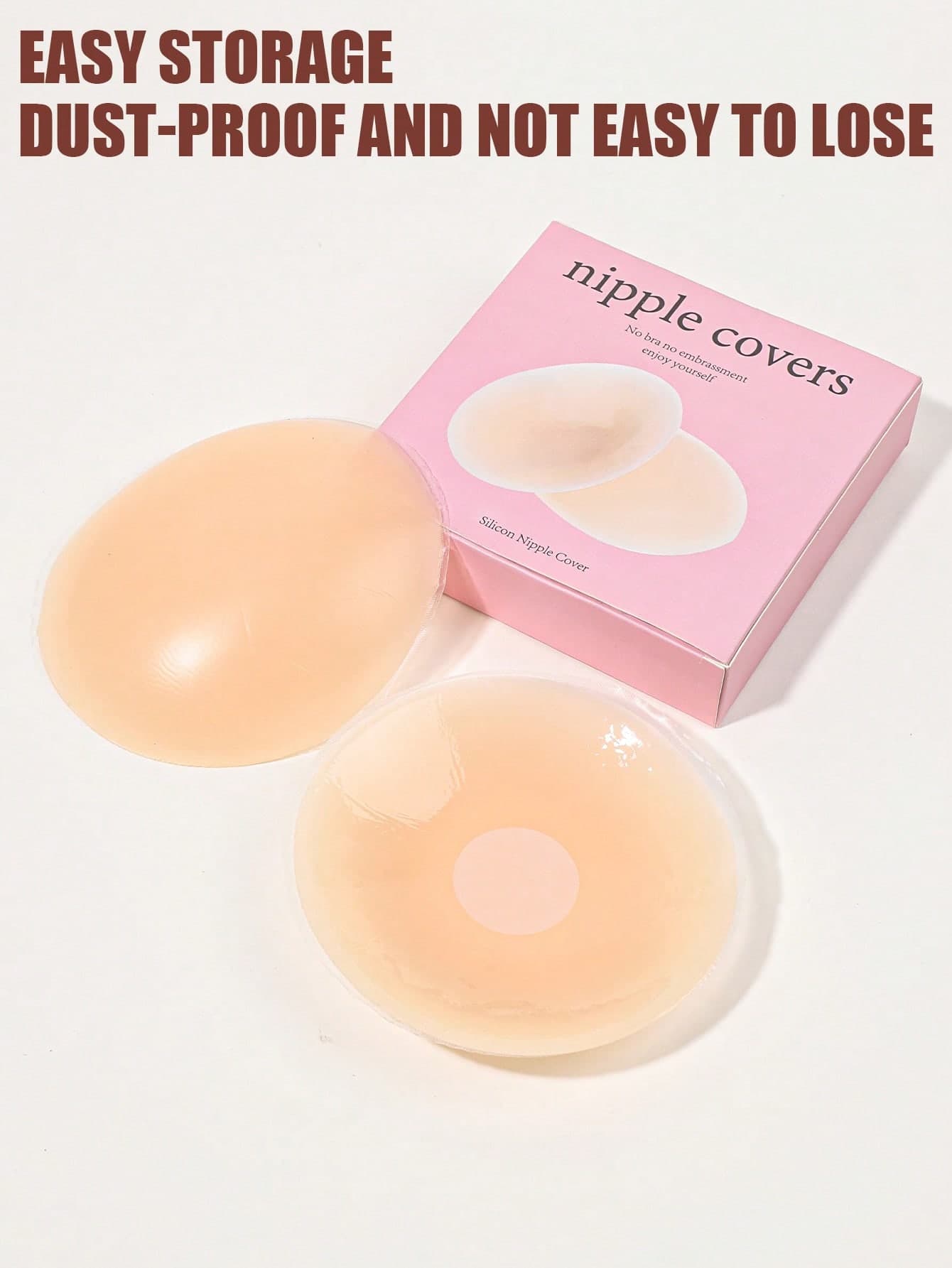 Women's Solid Box-Packaged Nipple Covers, Invisible Bra Pads, Women's Underwear, Self-Adhesive Bra Without Straps, Sticky Bra, Washable, Reusable