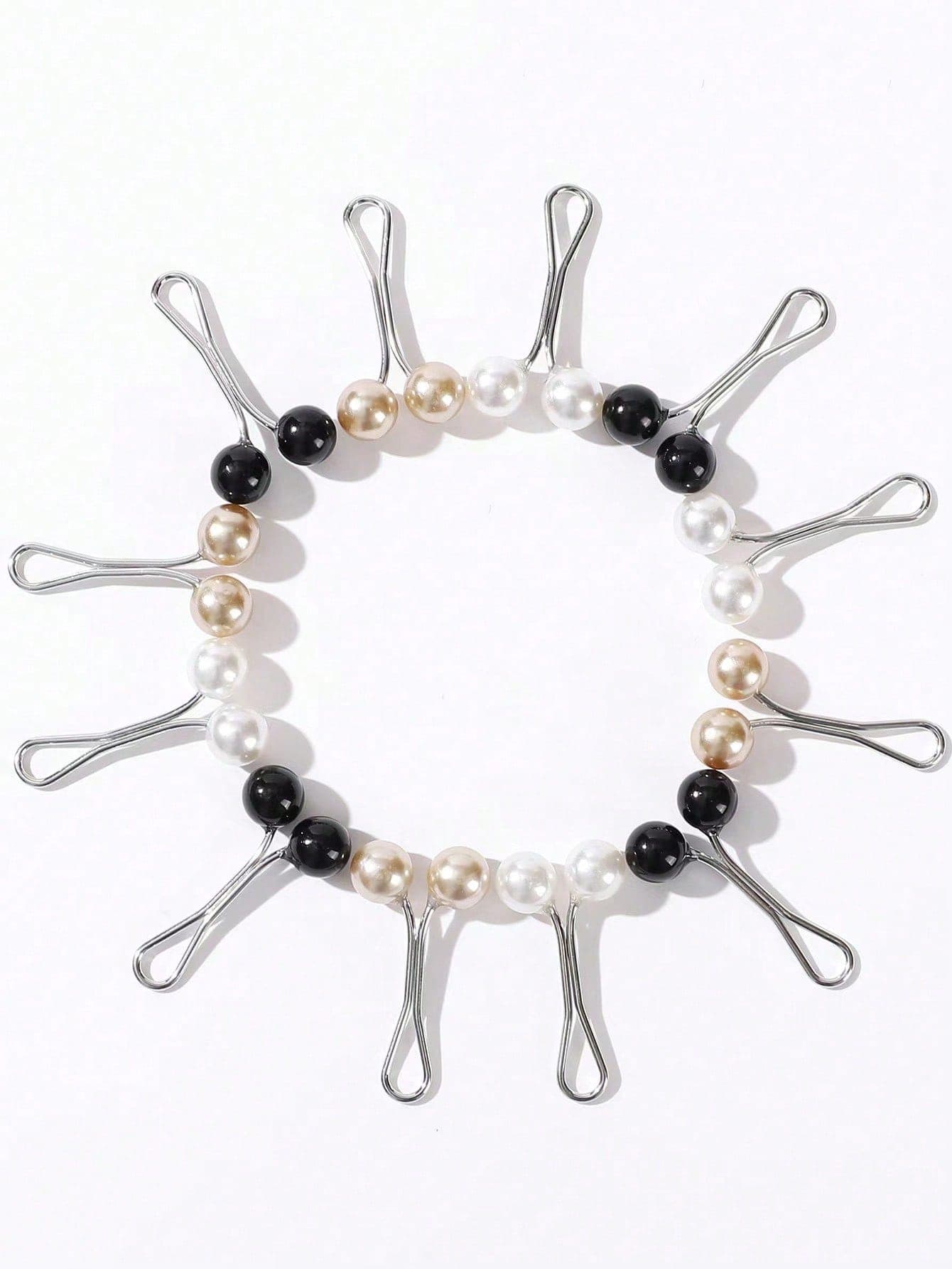 12pcs Women's Brooch Set, Faux Pearl Brooch, For Scarf, Headscarf Clip, Brooch, Sweater Brooch Clip For Dress,Beach,Holiday,Travel Essential