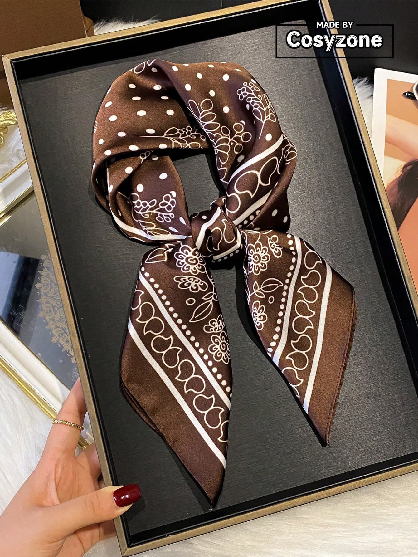 1pc Bohemian Style Paisley Print Square Scarf, For Casual And Street Outings As Bandana, Outdoor And Shawl To Accessorize Your Look