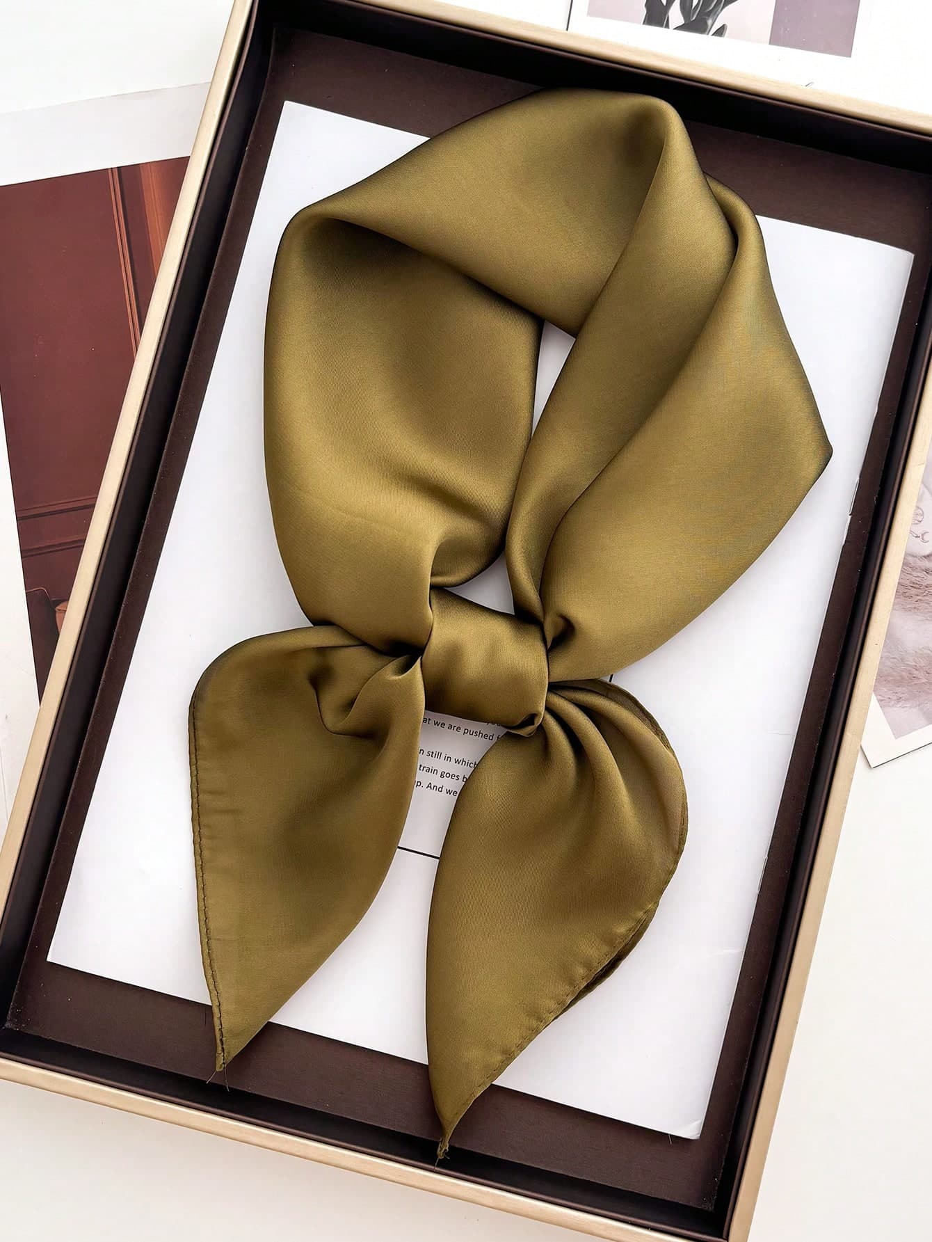 1pc Women Satin Bandana Scarf Square Solid Color Head Wrap
