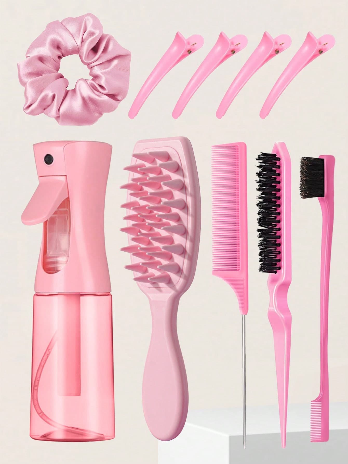 1pc/4pcs/10pcs Exfoliating Brush Set, Includes Long Handle Silicone Scalp Massager, Pointed Tail Comb And Spray Bottle - Cleansing, Detangling, Gripping Massage Brush, Soft Silicone Hair Washing Brush Suitable For All Hair Types And Travel Needs, Brush, Hair Brush, Edge Brush, Comb, Comb, Detangling Brush, Ball Brush, Mini Hair Brush, Hair Brush Set, Wooden Comb, Hair Brush, Comb, Back Brush, Hair Brush, Edge Brush, Comb, Hair Brush Set, Comb, Mini Hair Brush, Detangling Brush, Hair Brush, Hair, Accessories, Hair Products, Hair Tools, Hair Supplies, Hair Care, Curling Brush, Hairstylist, Hairstyling Accessories, Hair Equipment, Travel Essentials, Travel Necessities, Hairstyle, Hairstyling