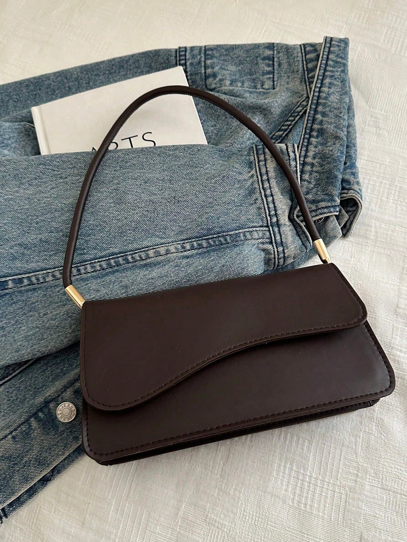 Fashionable Solid Color Asymmetrical Flap Vintage Minimalist Elegant Shoulder Bag , Small Bags