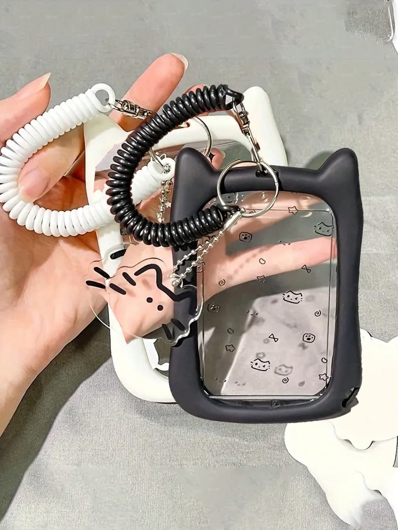 Cat Silicone Card Holder With Keychain - Durable And Fashionable Student ID Card Protector, Suitable For Bus Card, Metro Card And Campus Card | Adorable Cat Design, Transparent Material With Colorful Paw Prints And Stars, Essential Student Accessory | Cute Cat Shape | Silicone Material, Adorable Daily Accessory, Office Supplies, Study Supplies, Home Supplies, Student Card Holder