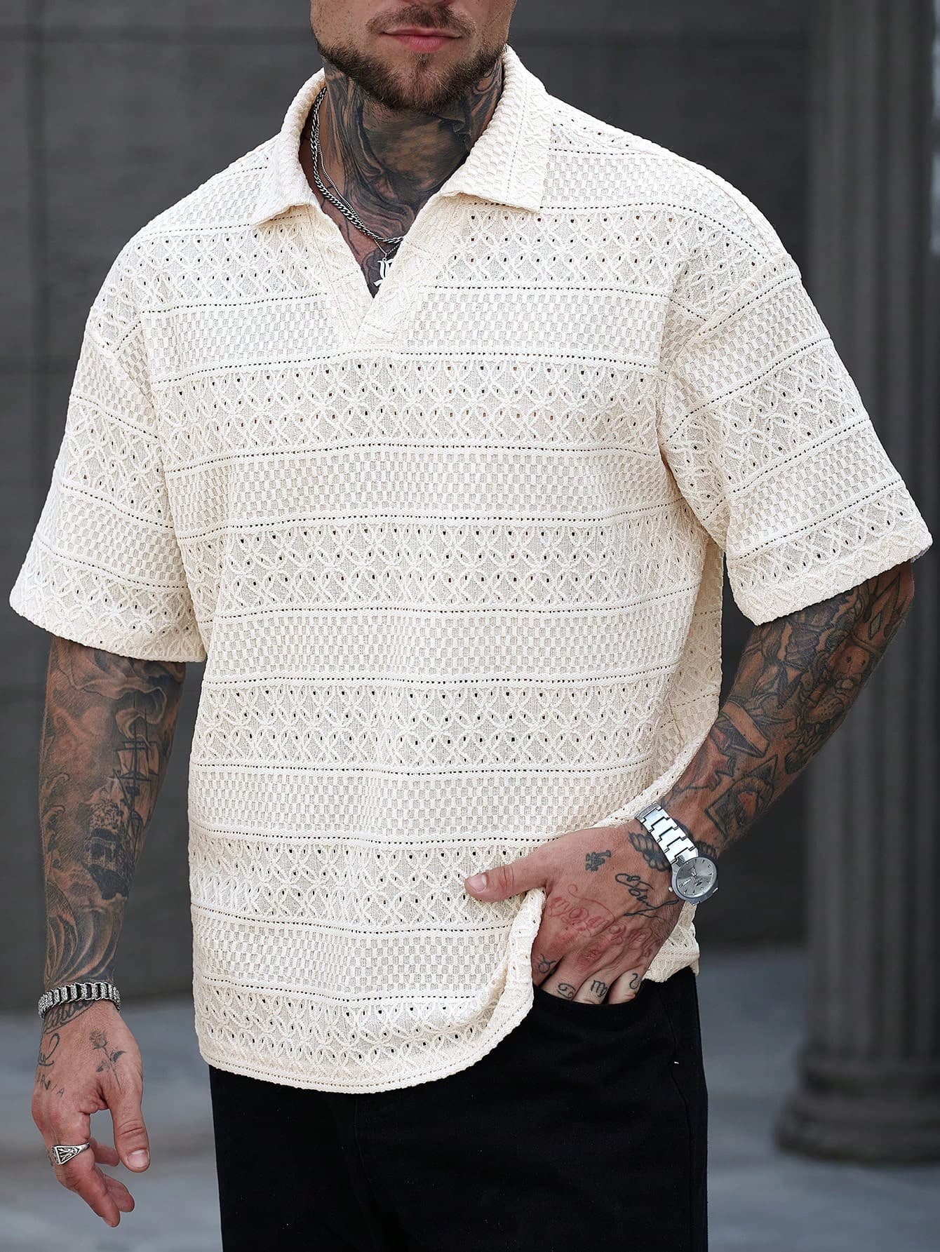 Men's Casual Urban Vintage Short Sleeve Loose Polo Shirt