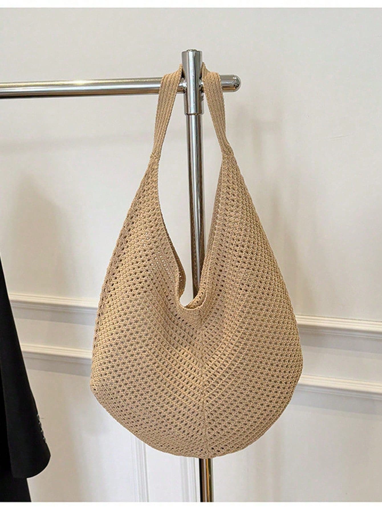 Women's Spring Beach Bag, Crochet Tote Bag, Large Capacity Fashion Shoulder Bag, Travel Essential, Suitable For Students And Business Women.