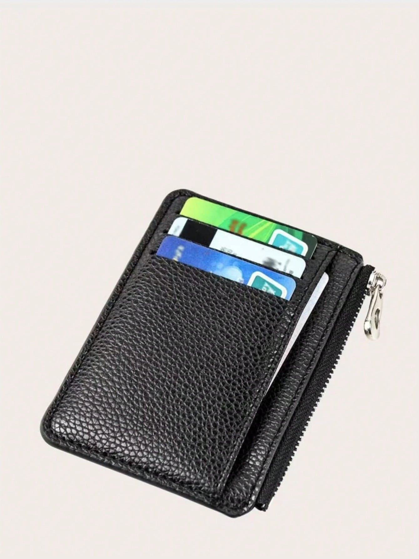 9-Slot Ultra-Thin Zipper Credit Card Holder, 100% PU Leather Men's Wallet, Slim Minimalist Coin Purse, Men's Wallet, Mini Wallet, Wallet, Autumn Card Case