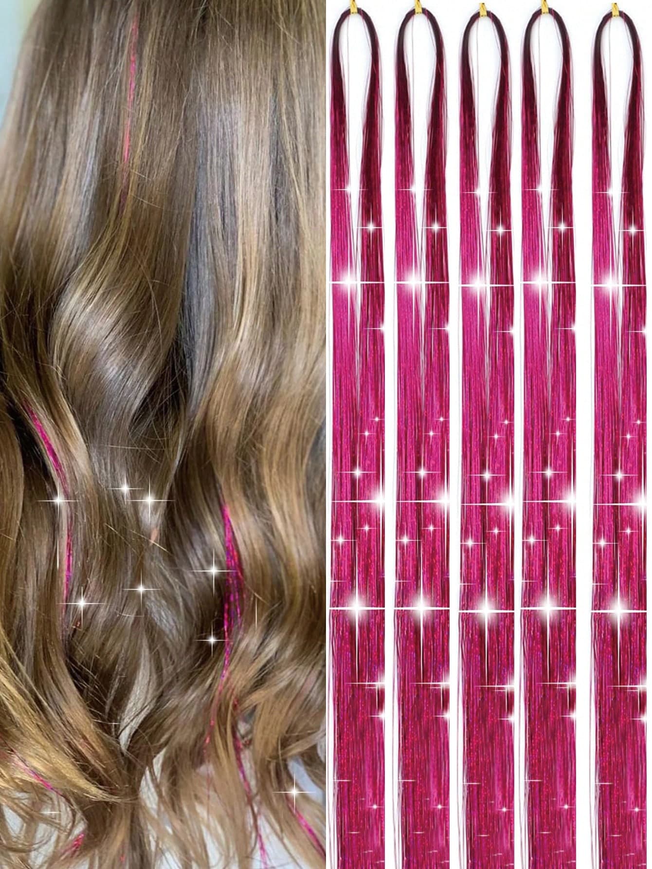 Hair Tinsel Fairy Tinsel Hair Extensions Holographic Hair Tinsel Heat Resistant Sparkling Hair Glitter For Christmas New Year Party