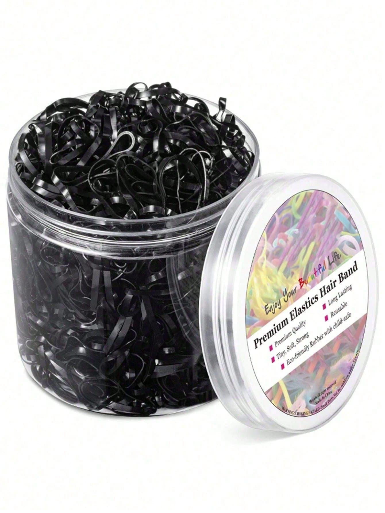 500/1500/3000pcs Black Disposable Small Rubber Bands, Suitable For Little Girls' Hair, High Elasticity And Durable. Rubber Bands Can Be Used For Girls' Hair