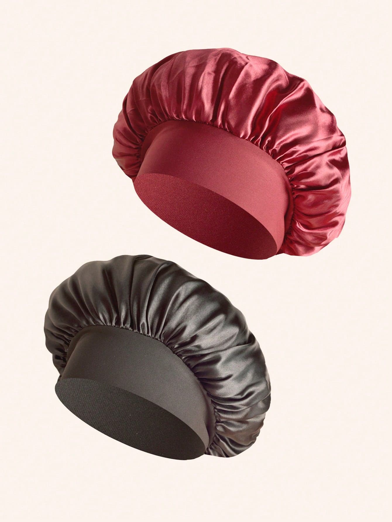 2pcs/1pc Satin Sleep Cap, Soft Stretchy Sleep Hat, Women's Solid Color Wide Brim Stretchy Silky Satin Fashion Sleep Cap, Casual Comfortable Soft Breathable Daily Hair Care Hat